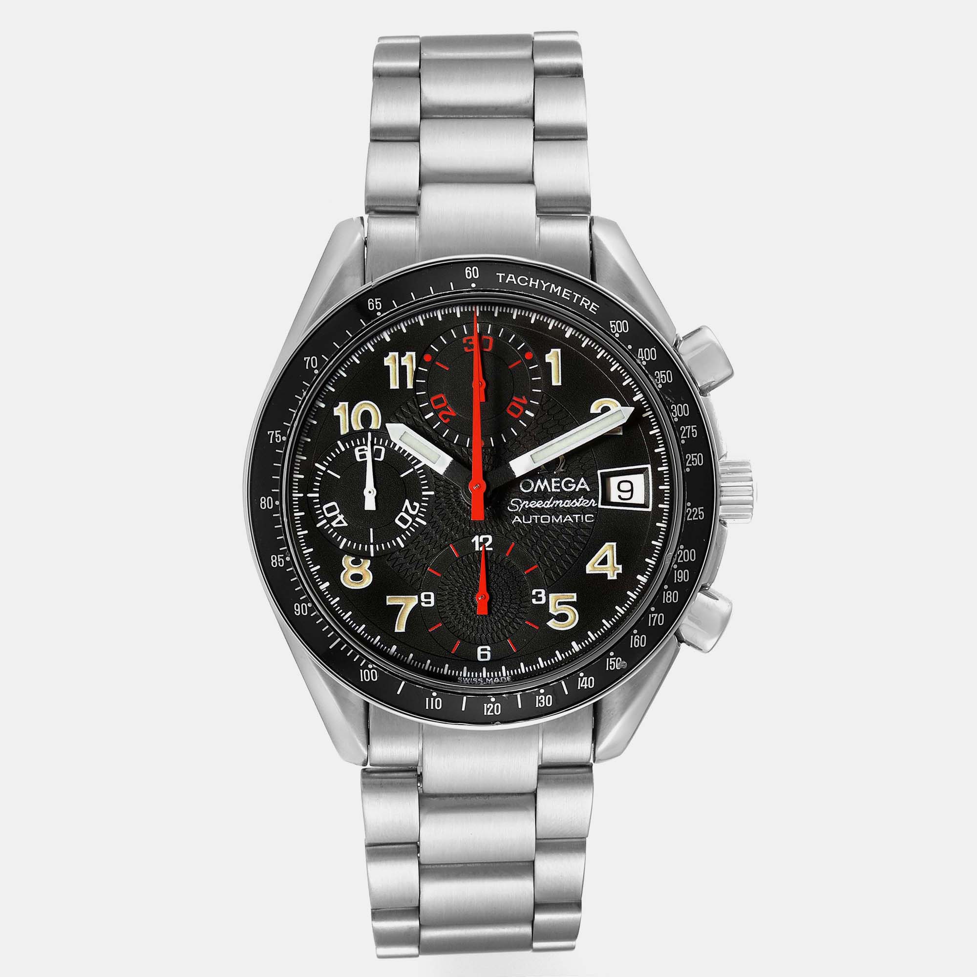 

Omega Black Stainless Steel Speedmaster Automatic Men's Wristwatch 39 mm