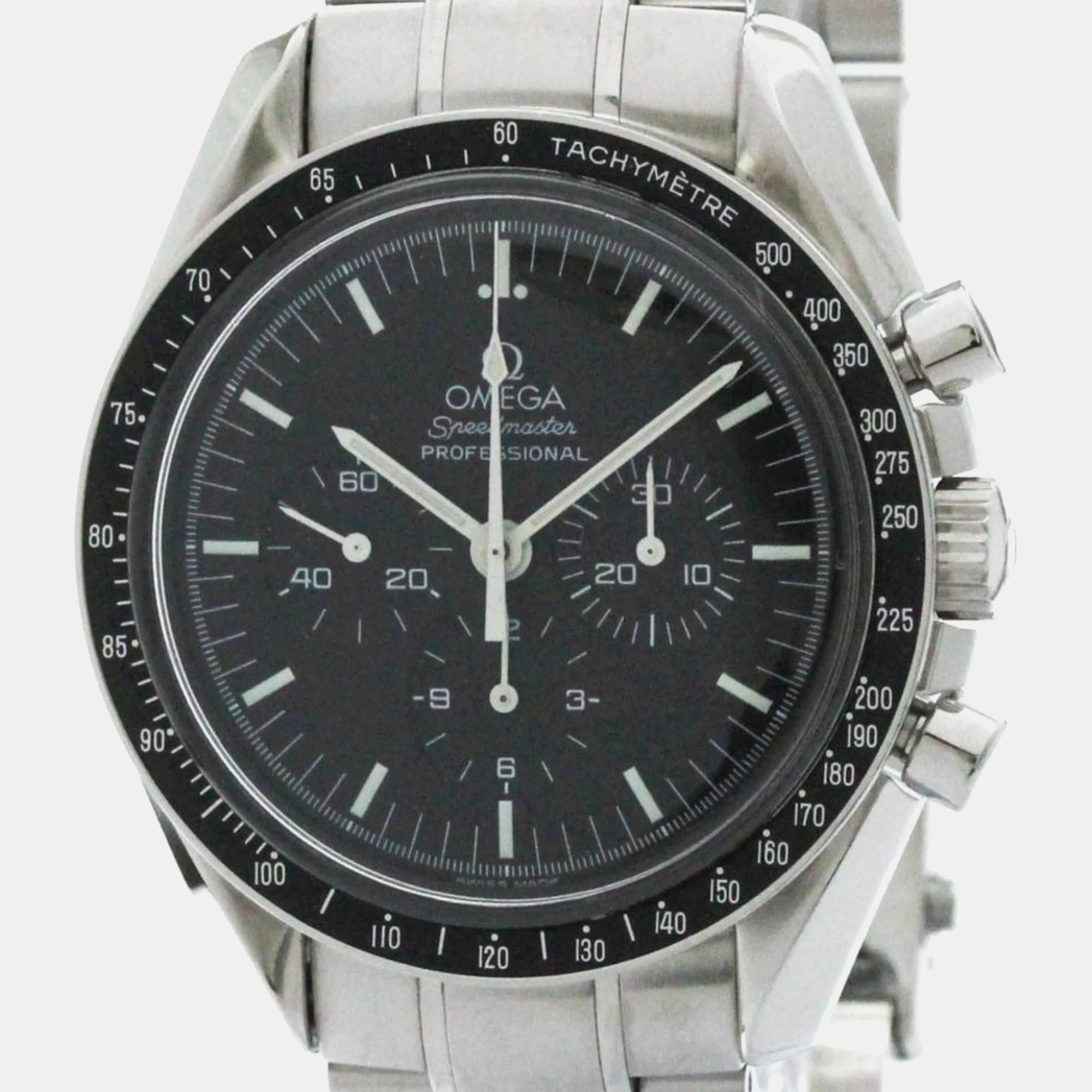 

Omega Black Stainless Steel Speedmaster Professional 3572.50 Manual Winding Men's Wristwatch 42 mm