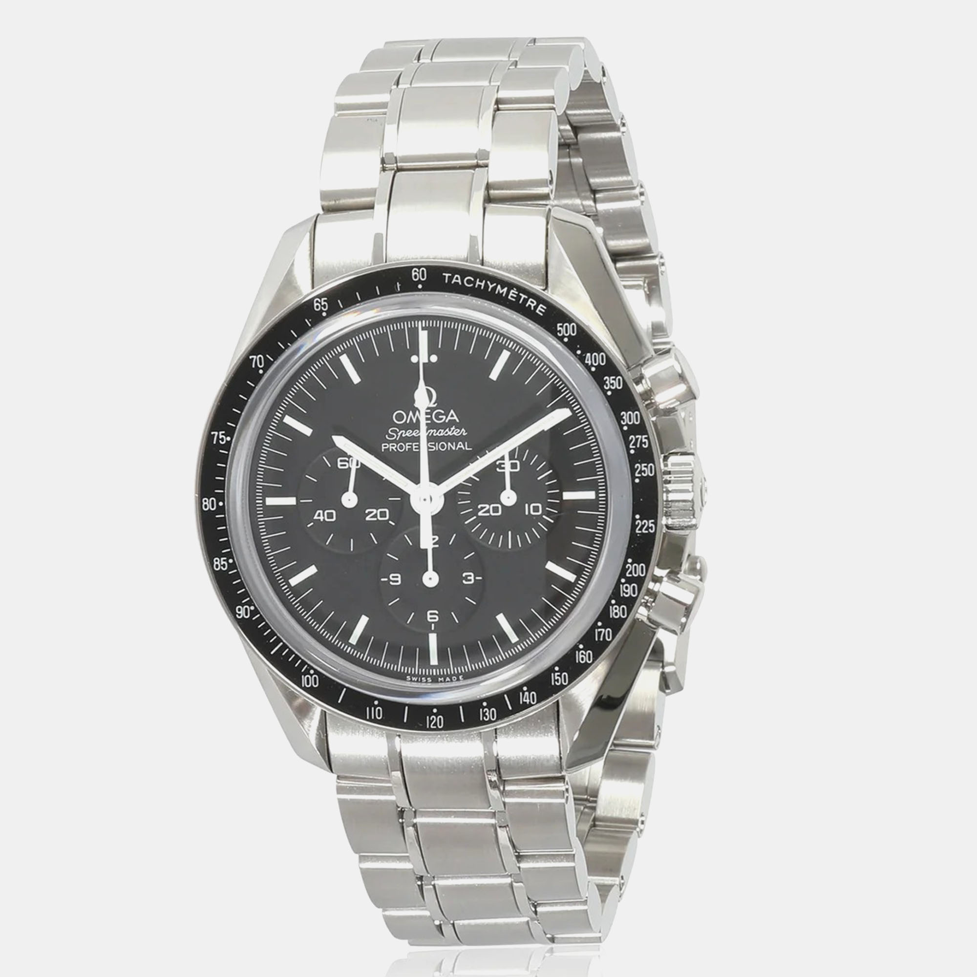 

Omega Black Stainless Steel Speedmaster Moonwatch 311.30.42.30.01.006 Manual Winding Men's Wristwatch 42 mm