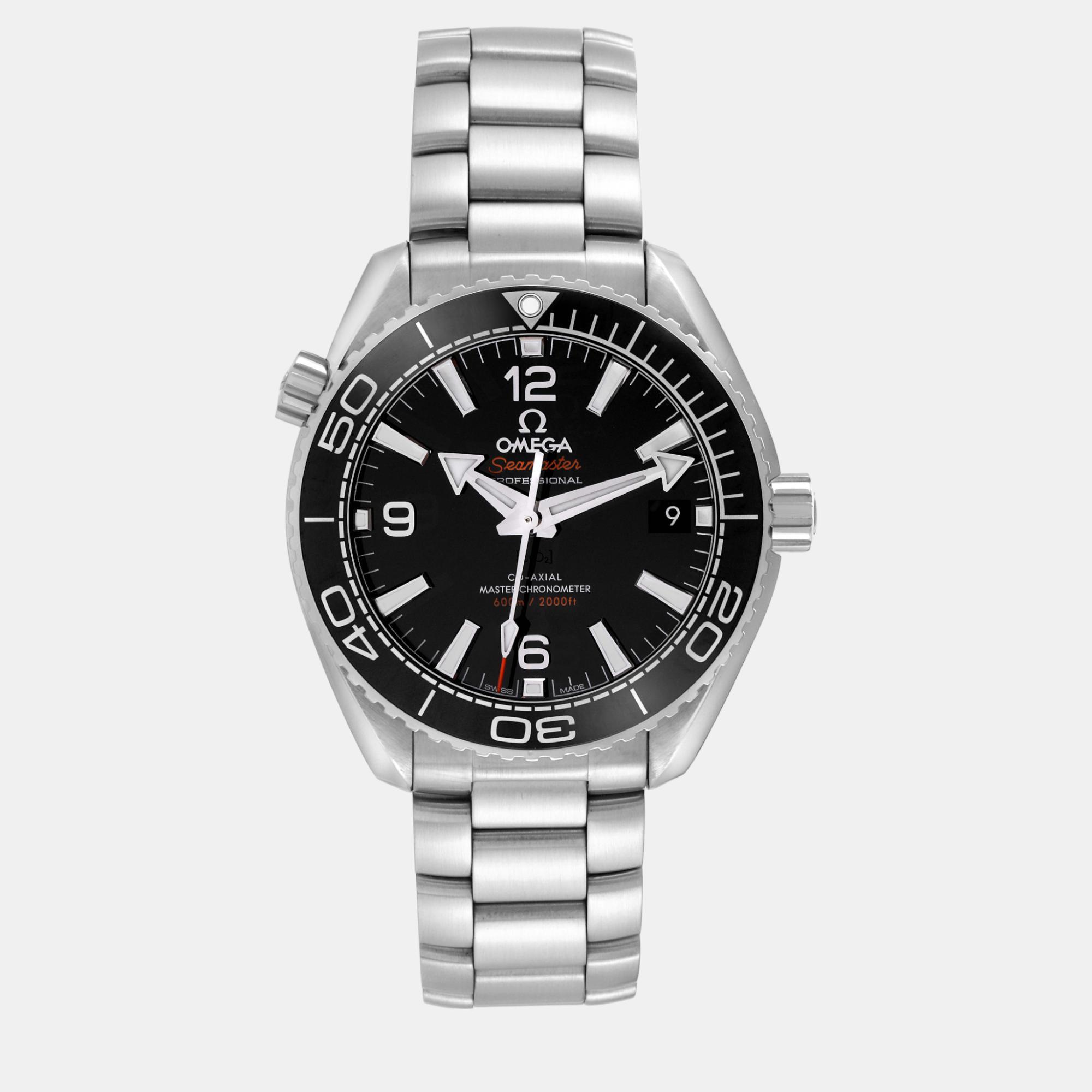 

Omega Black Stainless Steel Ceramic Seamaster Planet Ocean 215.30.40.20.01.001 Automatic Men's Wristwatch 39.5 mm