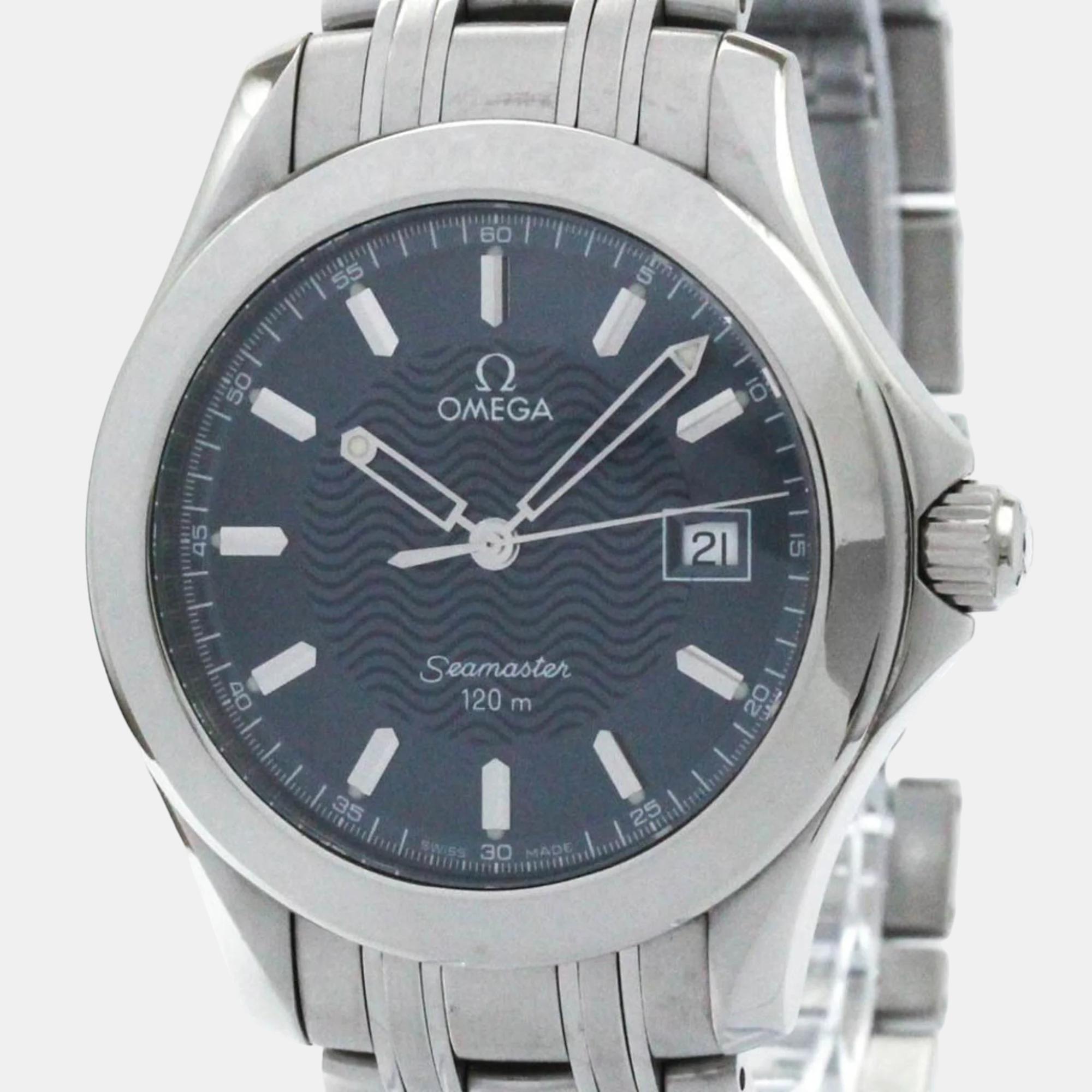 

Omega Blue Stainless Steel Seamaster 2511.81 Quartz Men's Wristwatch 36 mm