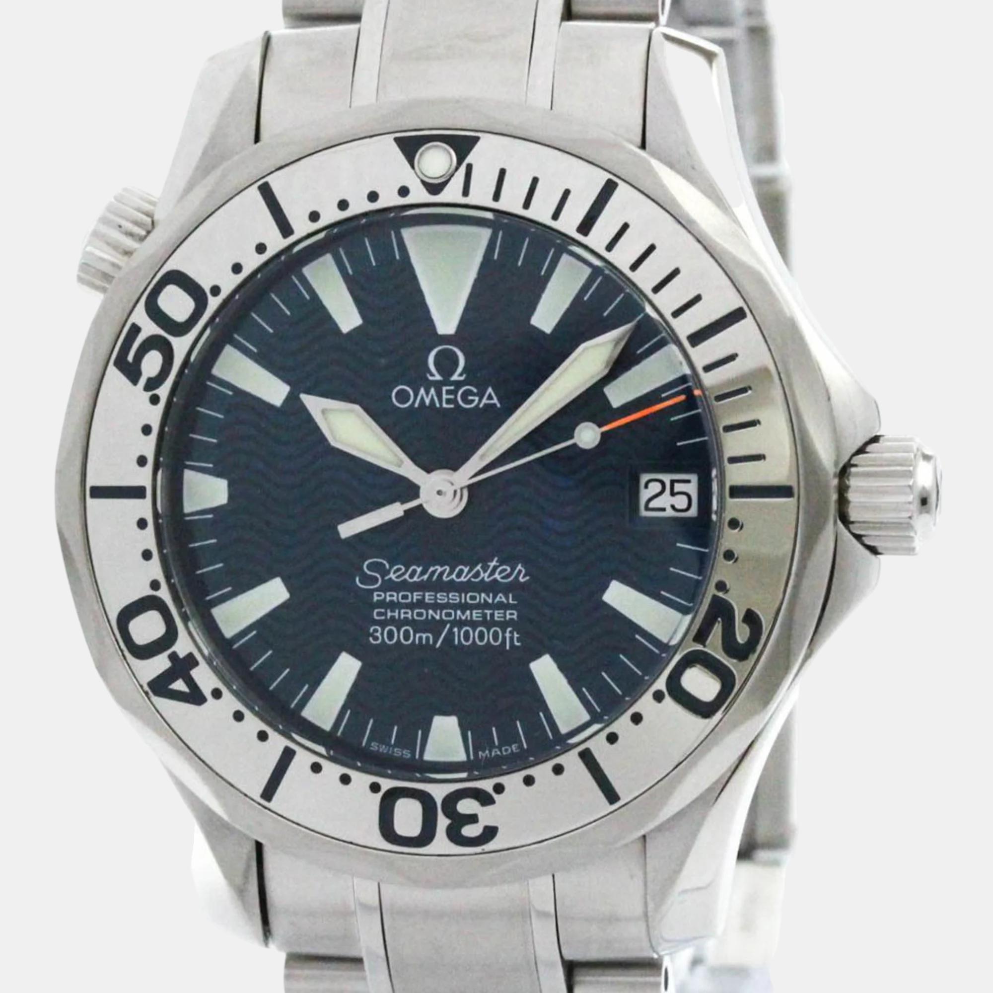 

Omega Blue Stainless Steel Seamaster 2253.80 Automatic Men's Wristwatch 36 mm