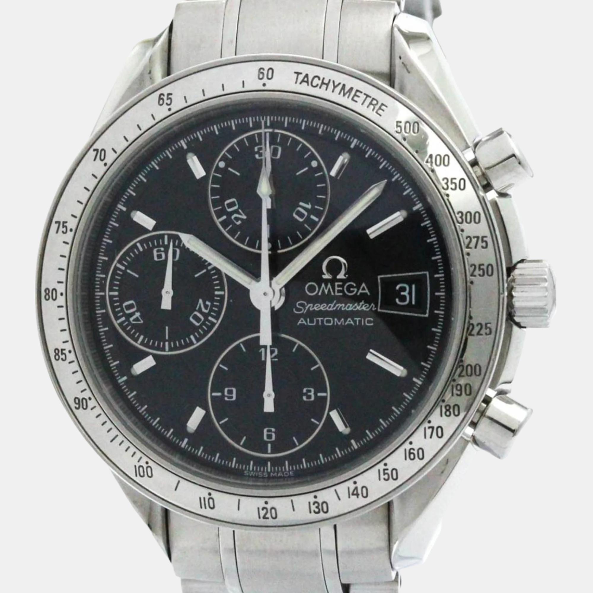 

Omega Black Stainless Steel Speedmaster 3513.50 Automatic Men's Wristwatch 39 mm