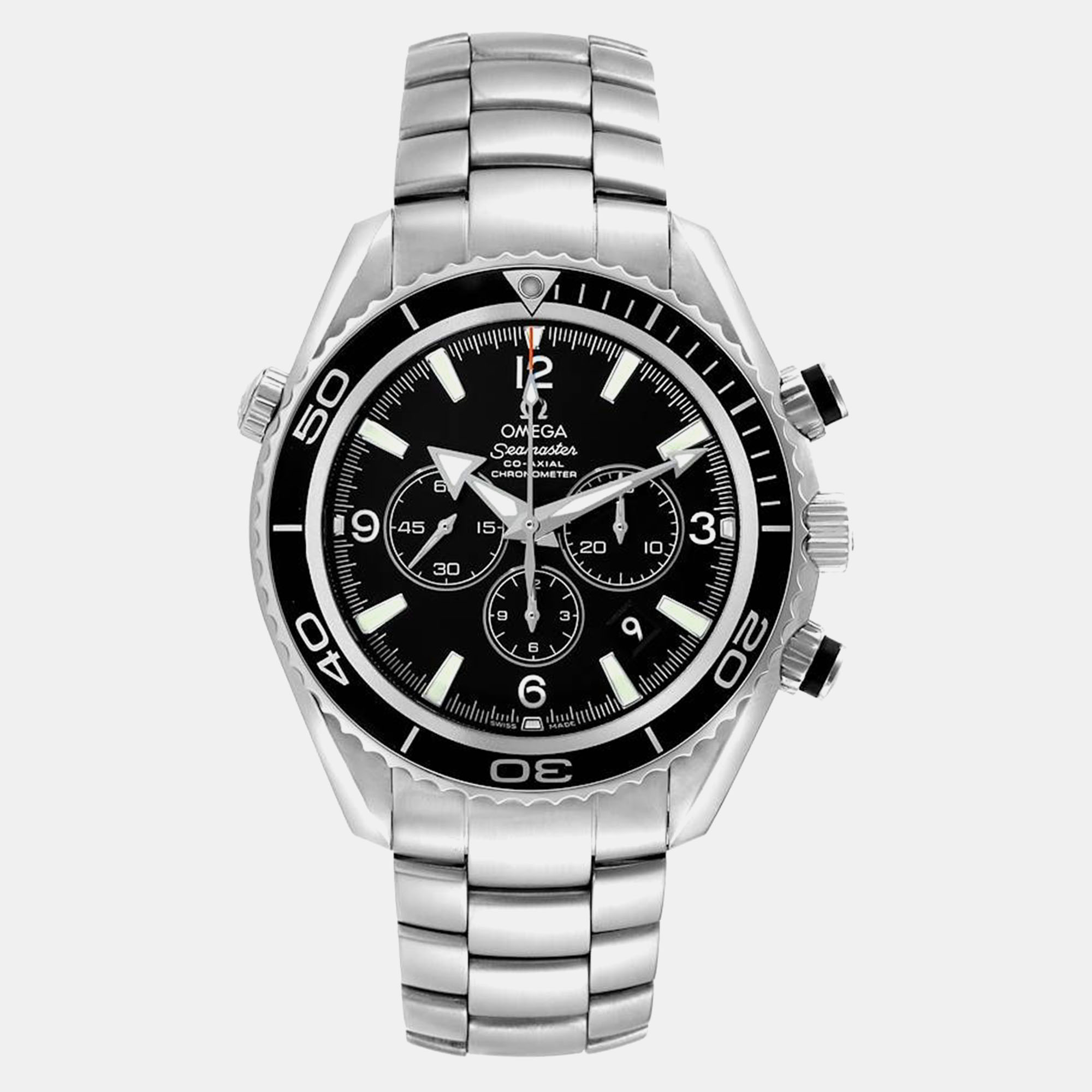 

Omega Black Stainless Steel Seamaster Planet Ocean 2210.50.00 Automatic Men's Wristwatch 45.5 mm