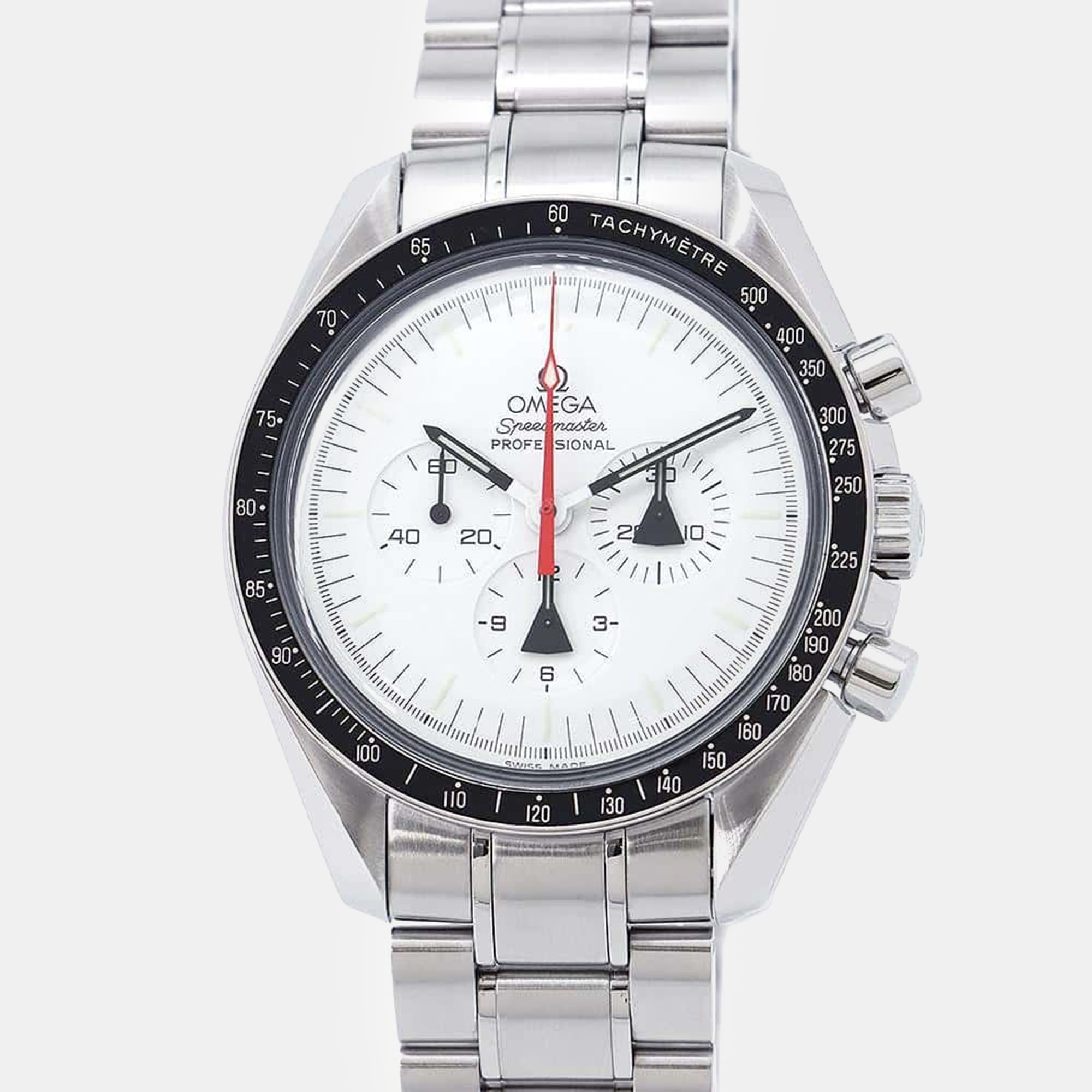 

Omega White Stainless Steel Speedmaster 311.32.42.30.04.001 Manual Winding Men's Wristwatch 42 mm