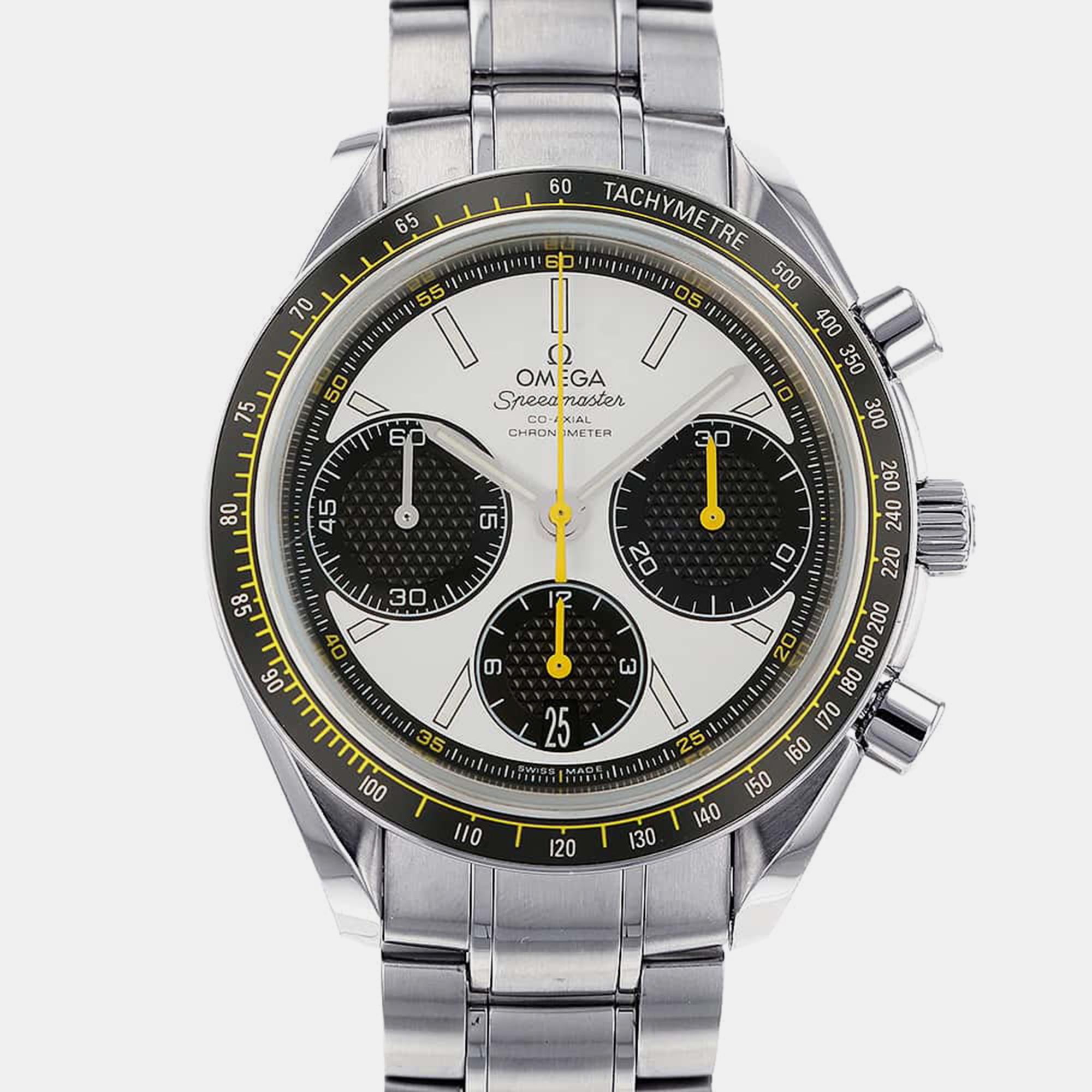 

Omega White Stainless Steel Speedmaster Racing 326.30.40.50.04.001 Automatic Men's Wristwatch 40 mm