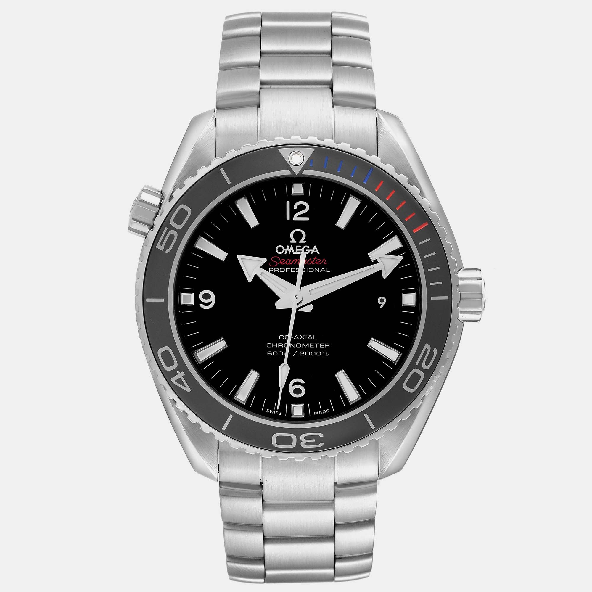 Pre-owned Omega Black Stainless Steel Seamaster Planet Ocean 522.30.46.21.01.001 Automatic Men's Wristwatch 45.5 Mm