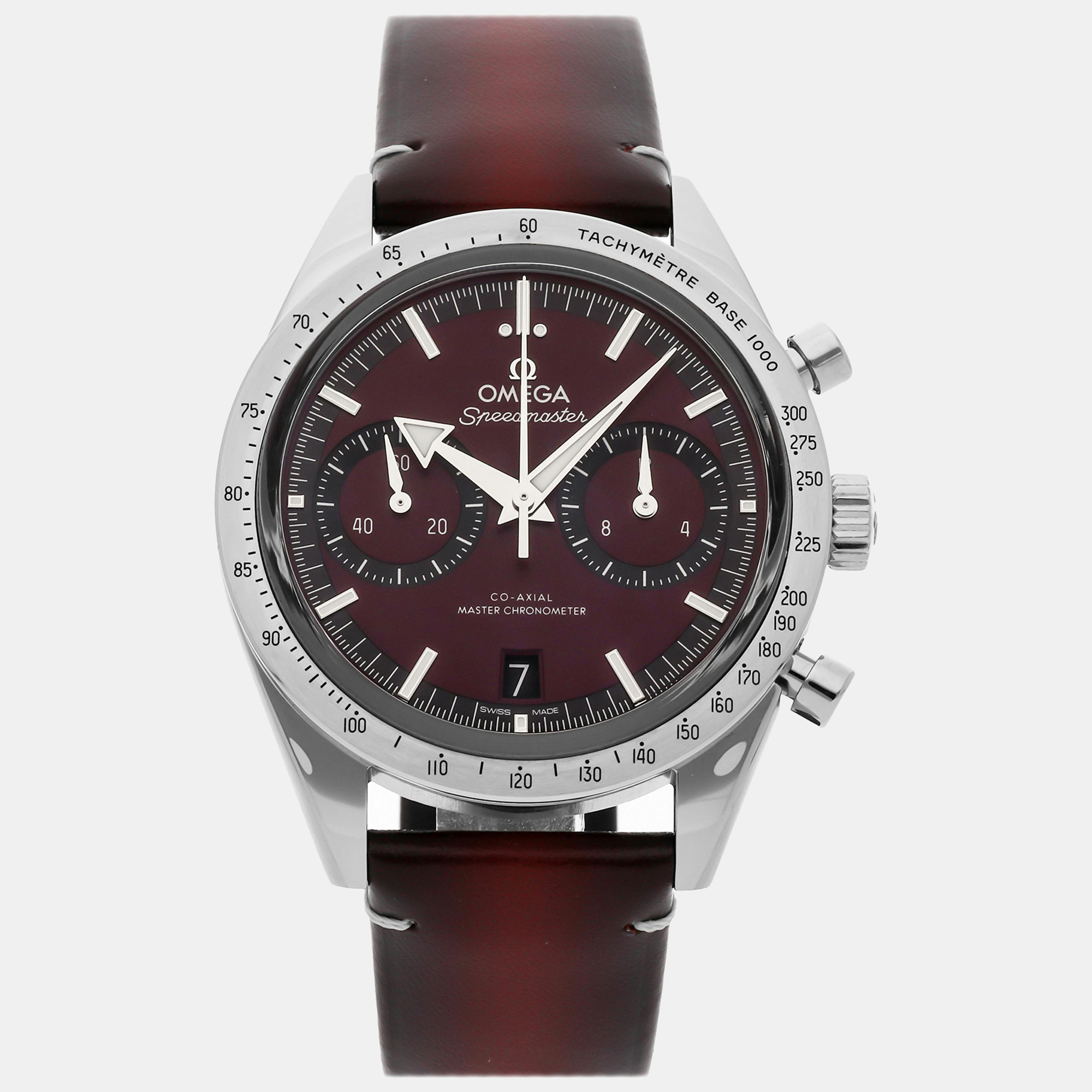 

Omega Burgundy Stainless Steel Speedmaster 332.12.41.51.11.001 Manual Winding Men's Wristwatch 40 mm