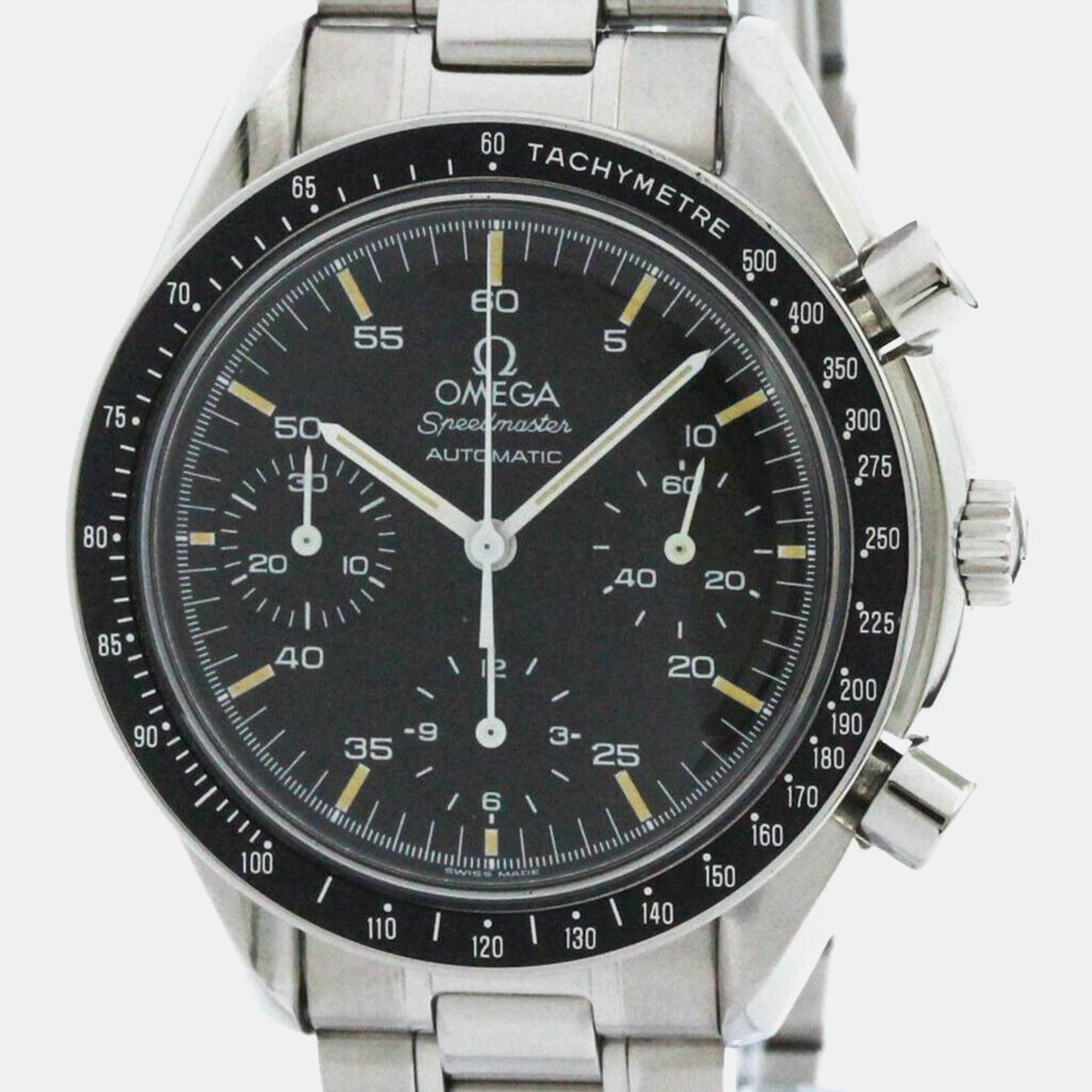 Pre-owned Omega Speedmaster Automatic Steel Men's Watch 39 Mm In Black