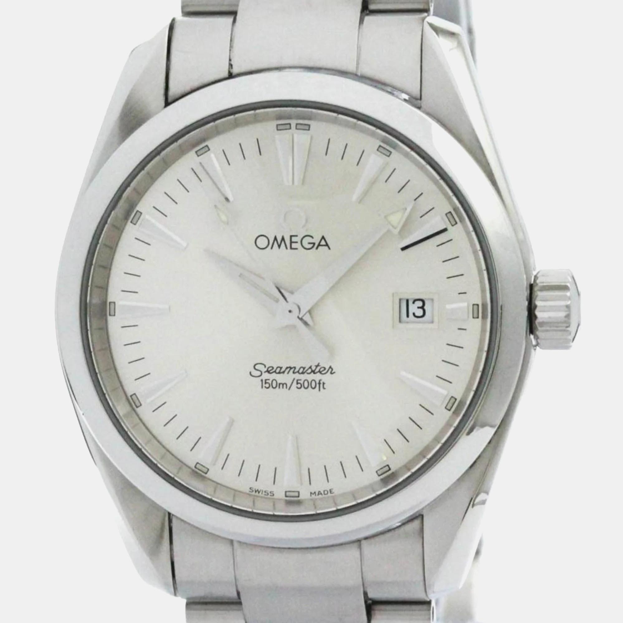 

Omega Silver Stainless Steel Seamaster Aqua Terra Quartz Men's Wristwatch 36 mm