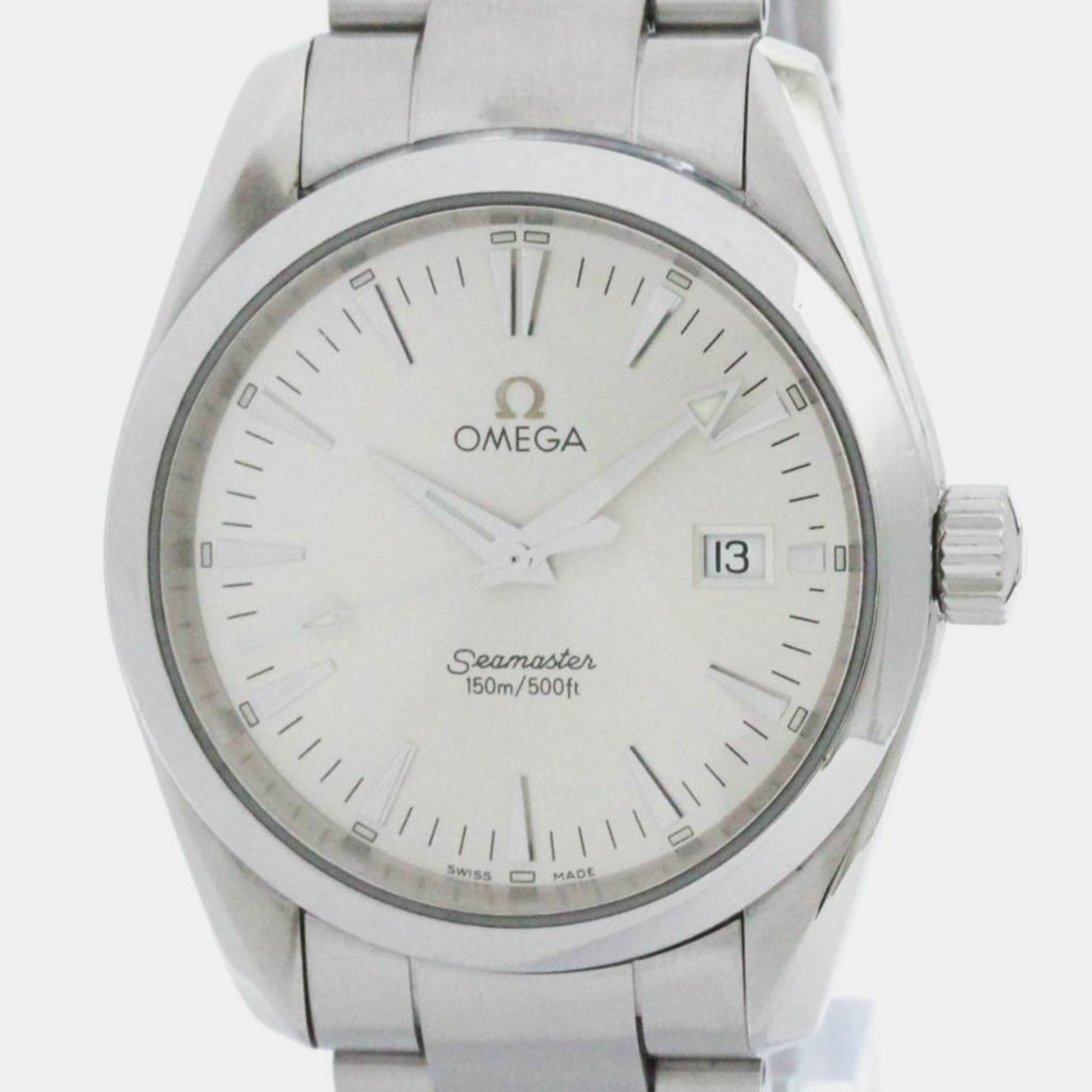 

Omega Silver Stainless Steel Seamaster Aqua Terra Quartz Men's Wristwatch 36 mm