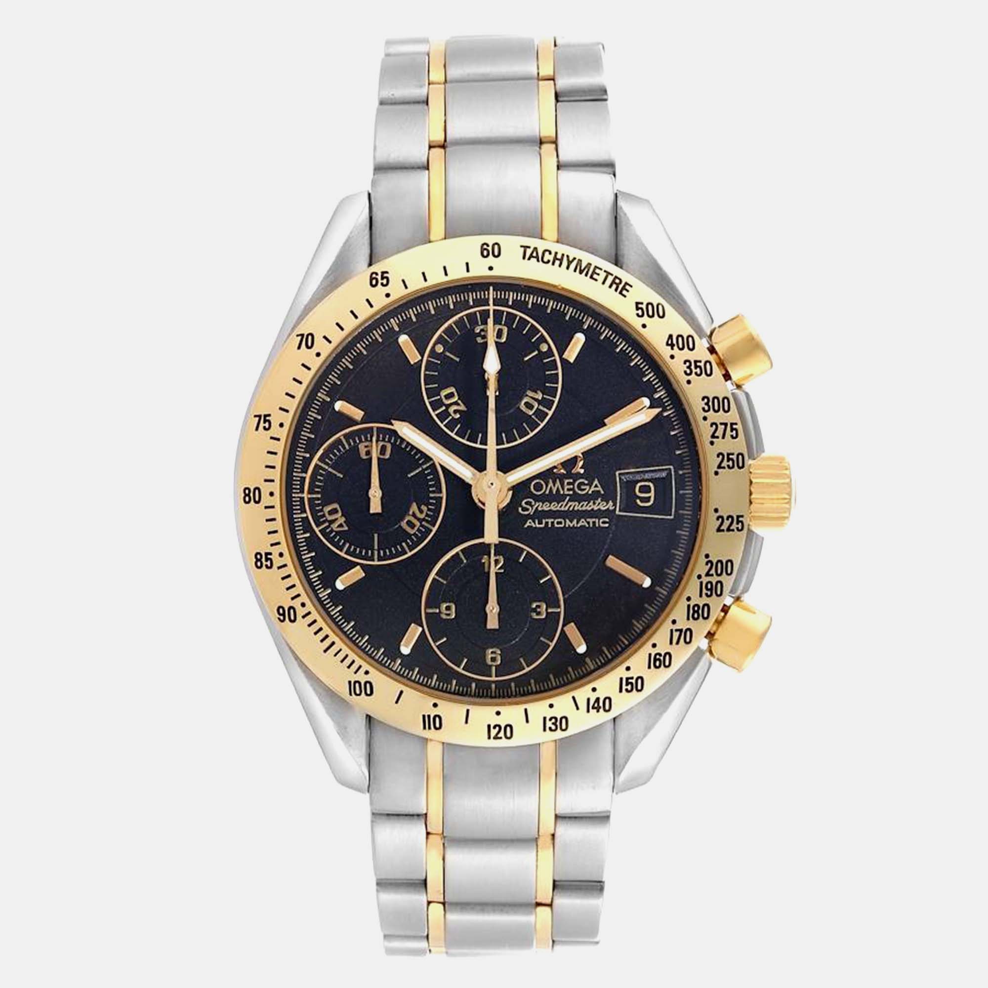 

Omega Black 18k Yellow Gold Stainless Steel Speedmaster 3313.50.00 Automatic Men's Wristwatch 39 mm