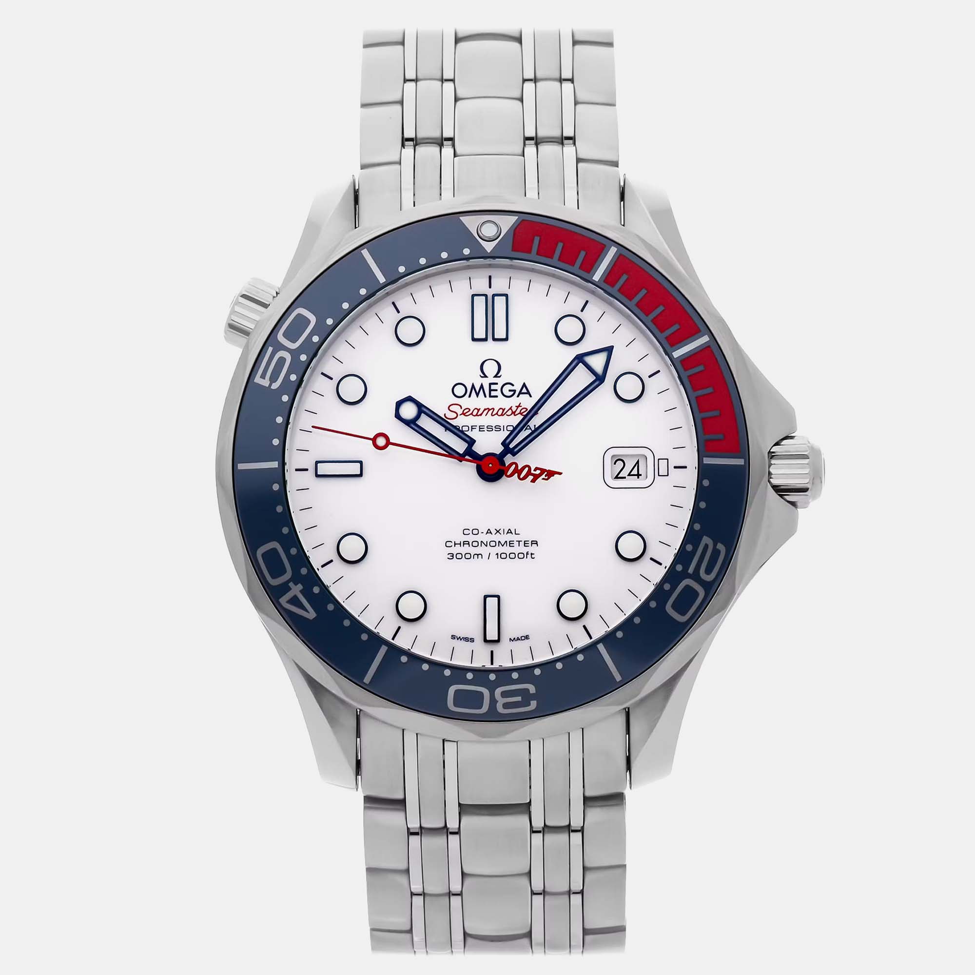 

Omega White Stainless Steel Seamaster Automatic Men's Wristwatch 41 mm