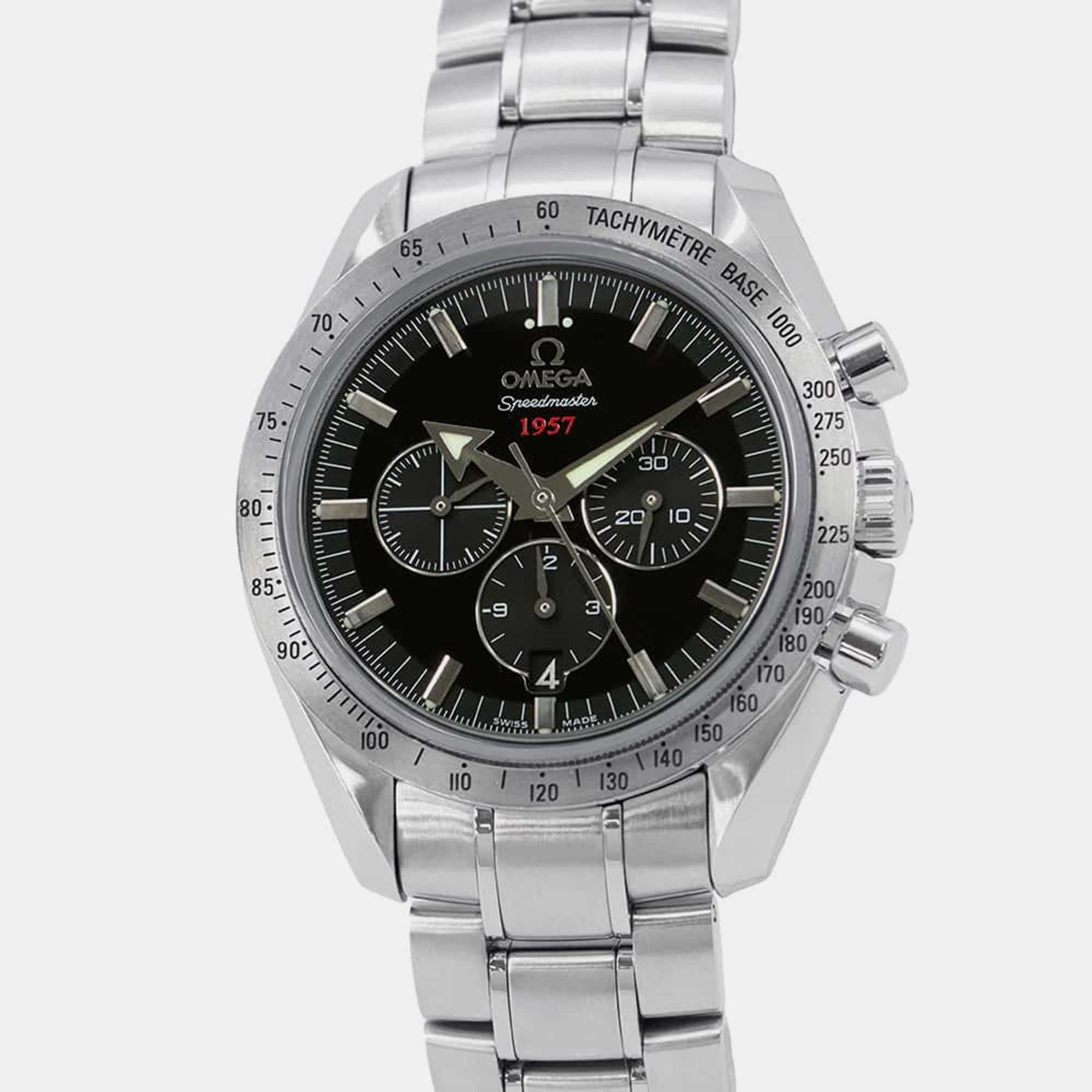 

Omega Black Dial Stainless Steel Speedmaster Broad Arrow Wristwatch 42 mm