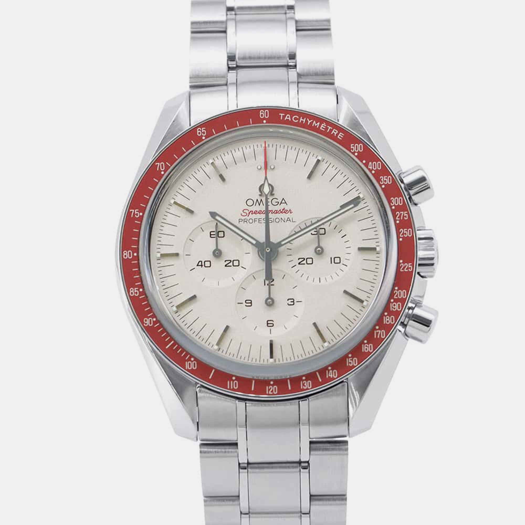 

Omega Gray Dial Stainless Steel Speedmaster Tokyo Wristwatch 42 mm, White