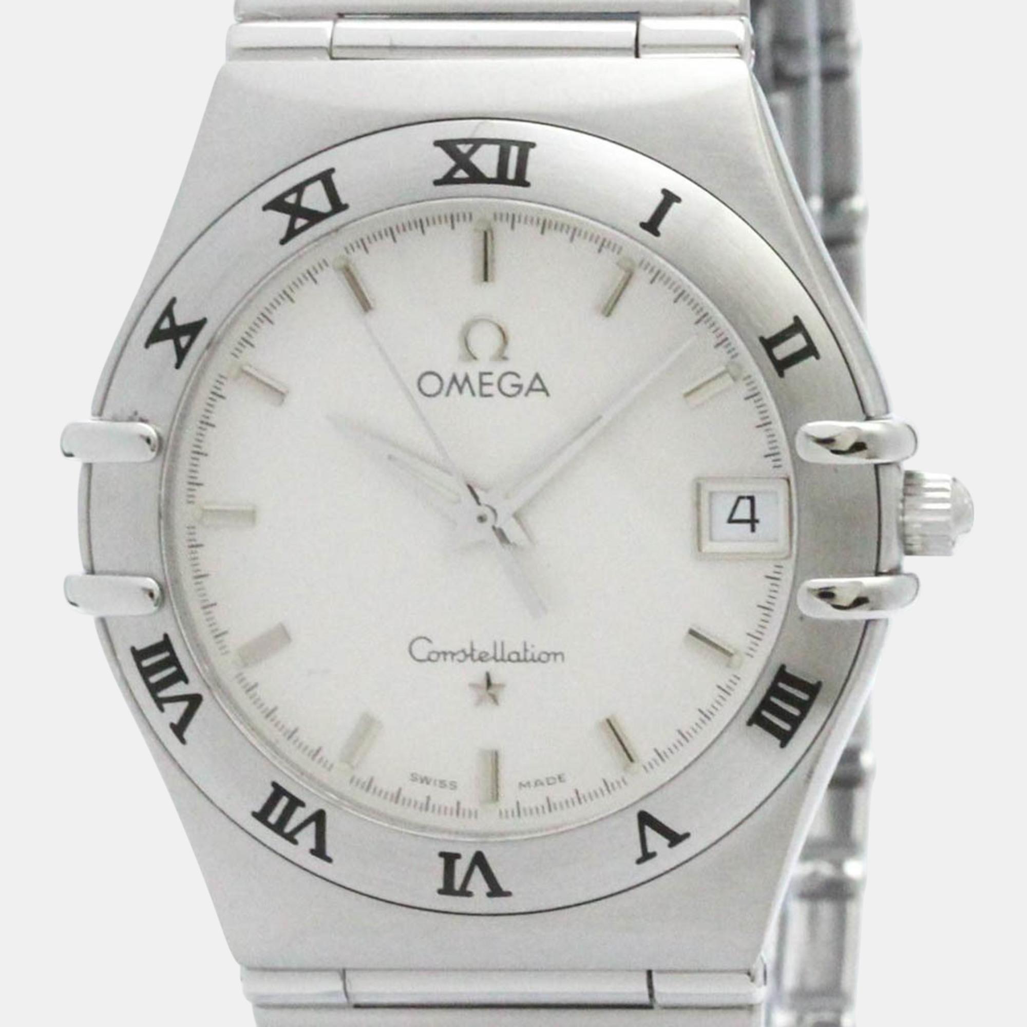 

Omega Silver Stainless Steel Constellation 1512.30 Quartz Men's Wristwatch 33 mm