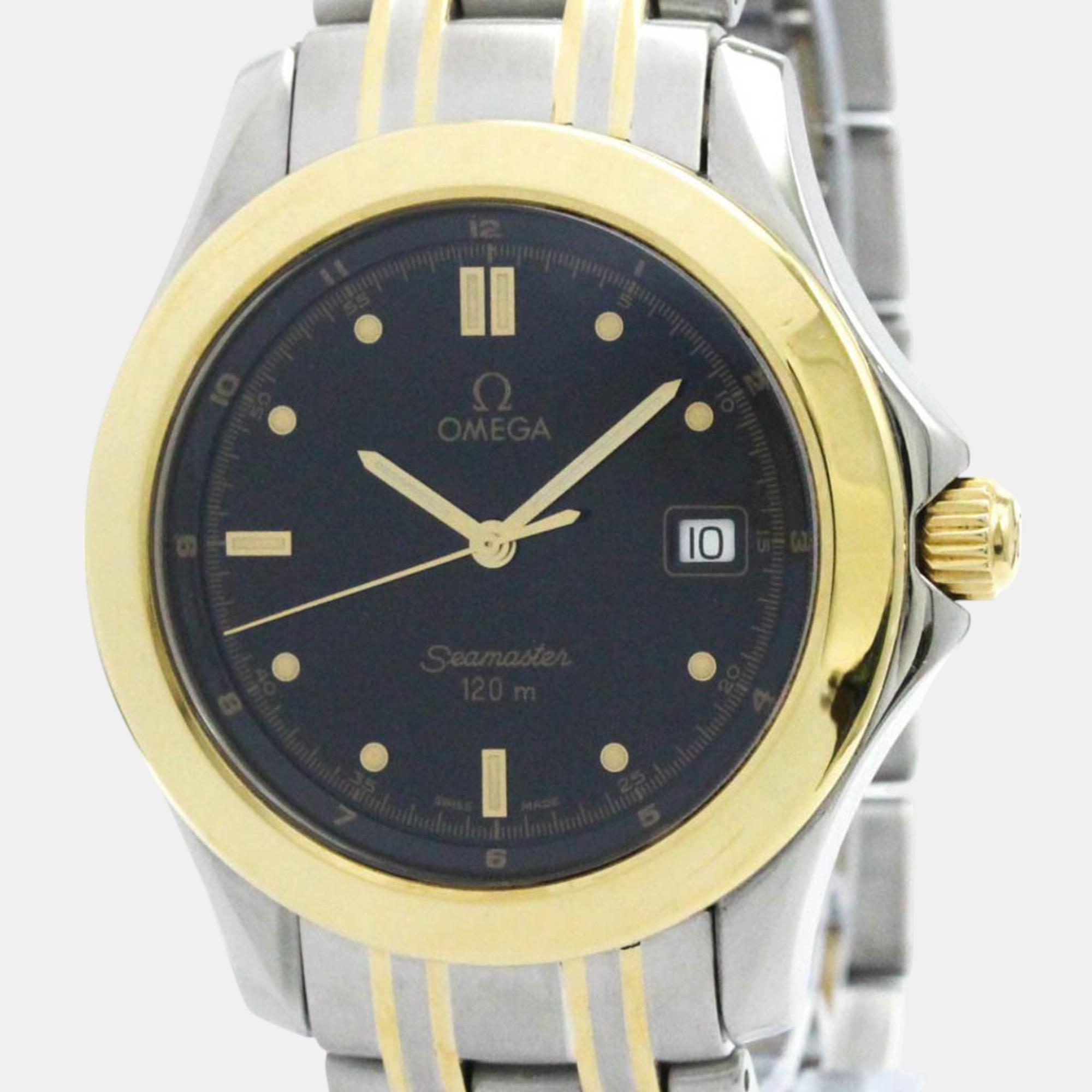 

Omega Black 18k Yellow Gold Stainless Steel Seamaster 2311.50 Automatic Men's Wristwatch 36 mm