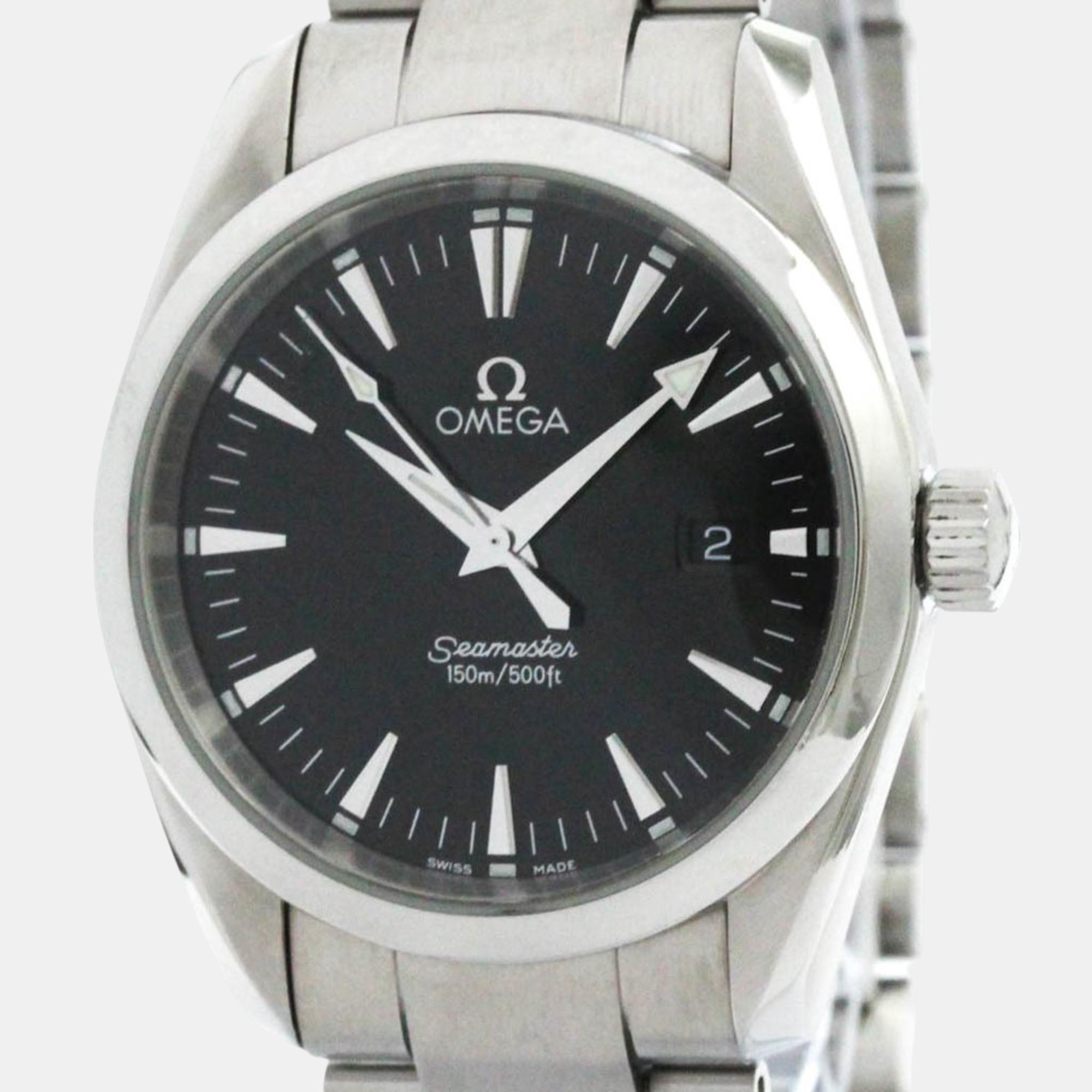 

Omega Black Stainless Steel Seamaster Aqua Terra 2518.50 Quartz Men's Wristwatch 36 mm