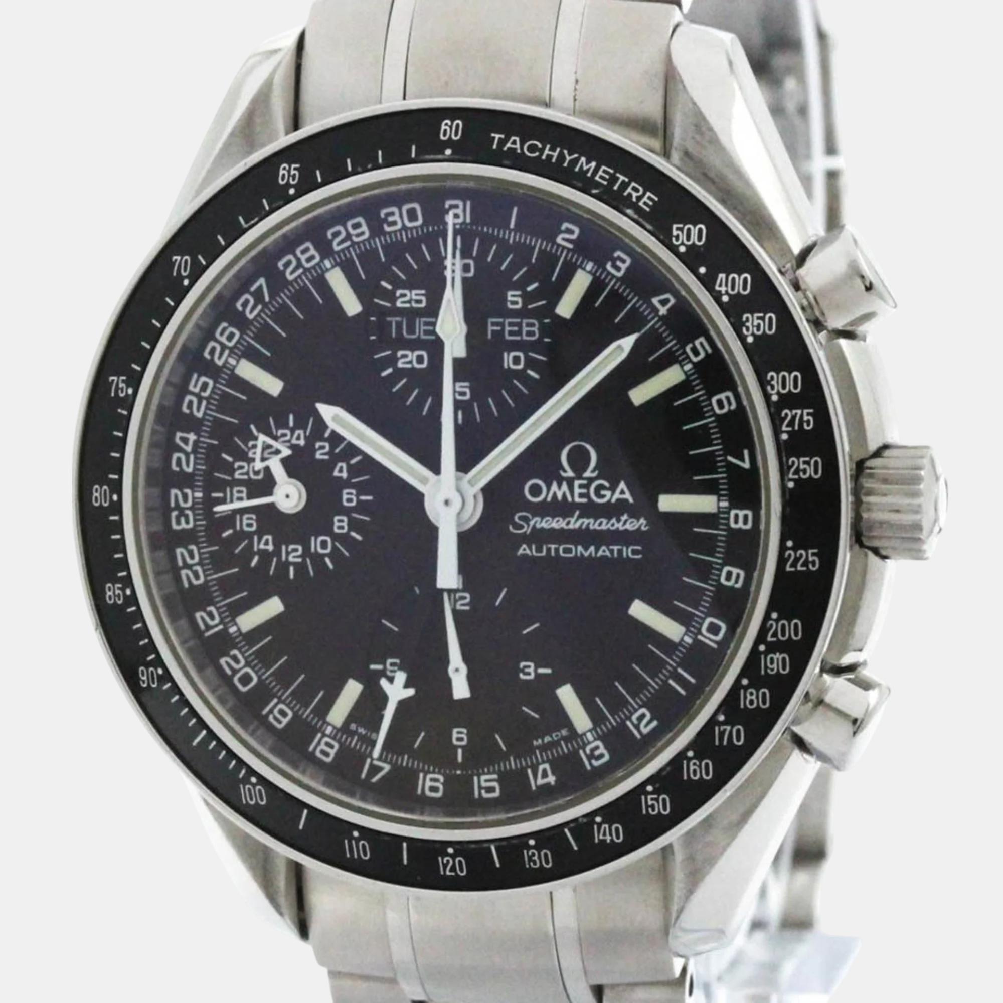 

Omega Black Stainless Steel Speedmaster 3520.50 Automatic Men's Wristwatch 39 mm