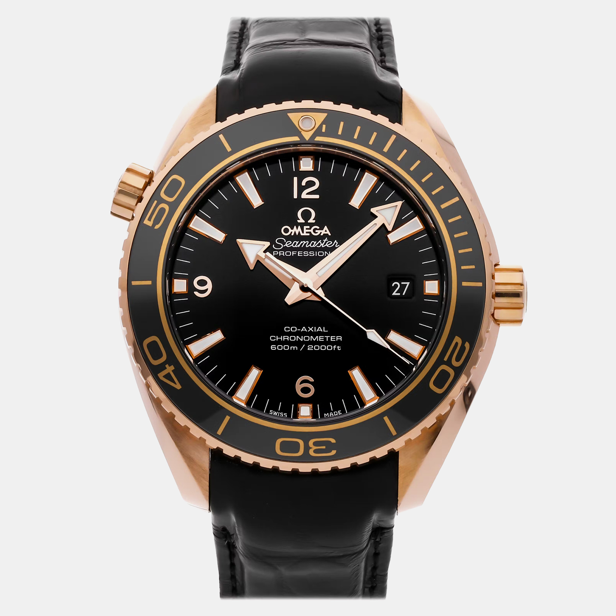 

Omega Brown Ceramic Seamaster Planet Ocean 215.62.40.20.13.001 Automatic Men's Wristwatch 39 mm