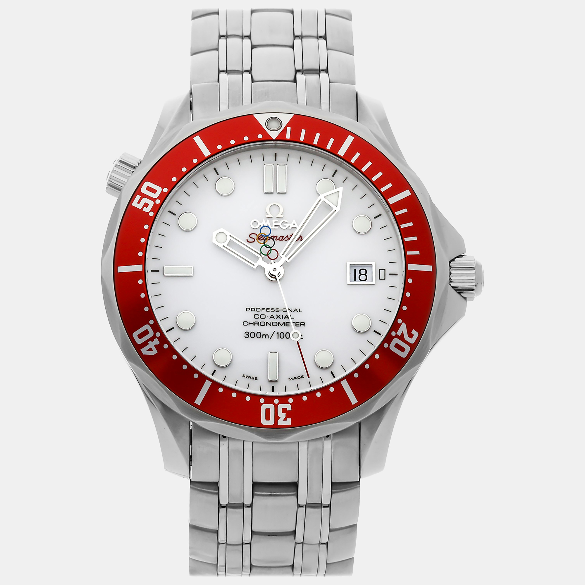 

Omega White Stainless Steel Seamaster 212.30.41.20.04.001 Automatic Men's Wristwatch 41 mm