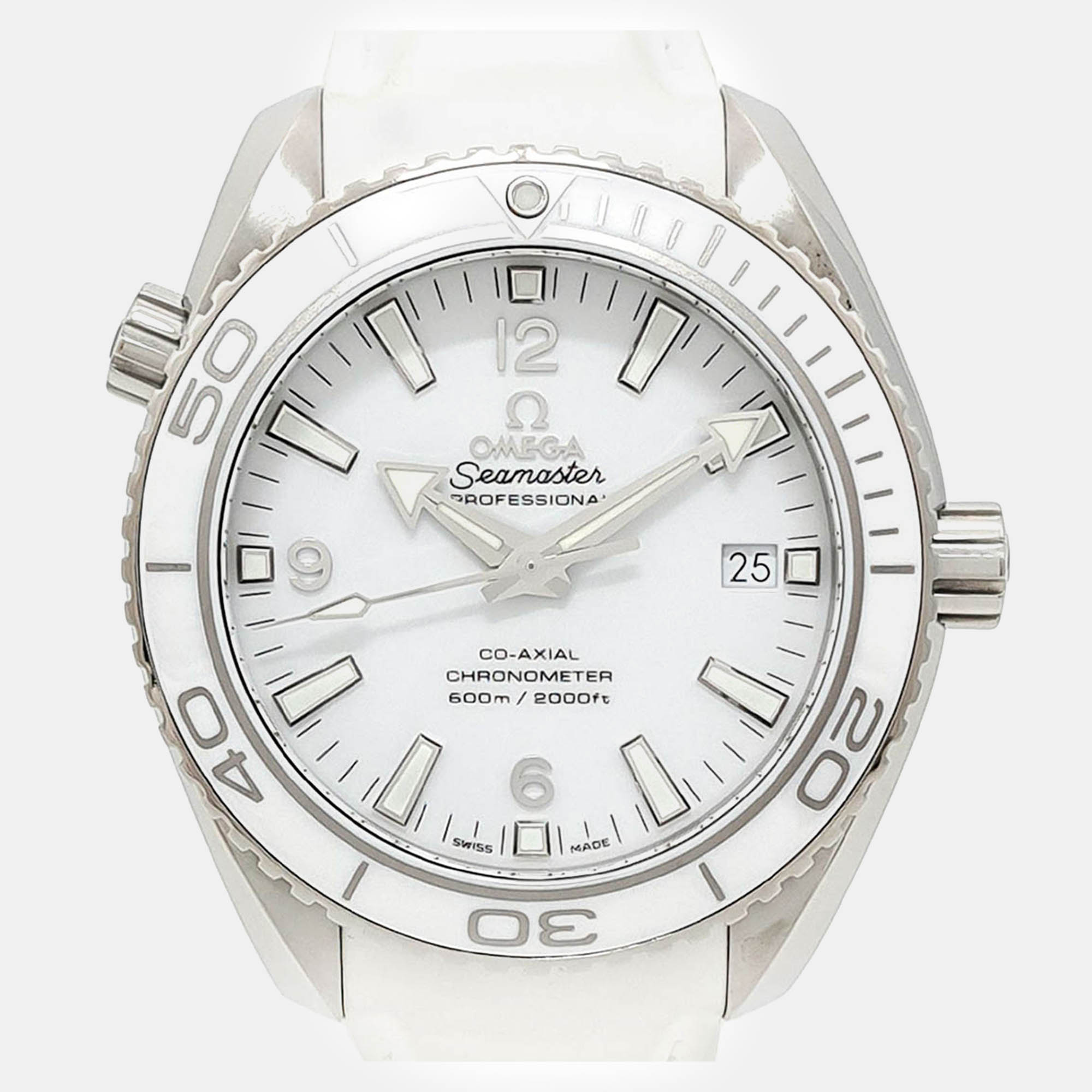 

Omega White Stainless Steel Seamaster Planet Ocean 232.32.42.21.04.001 Automatic Men's Wristwatch 42 mm