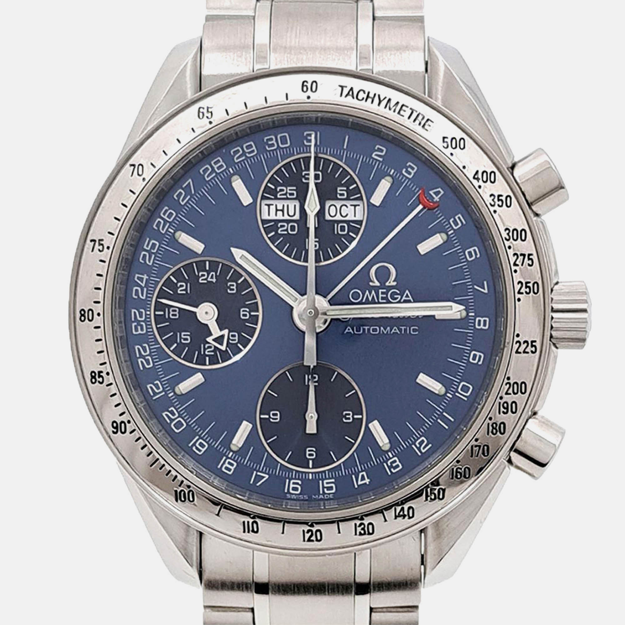 

Omega Blue Stainless Steel Speedmaster 3523.80 Automatic Men's Wristwatch 39 mm