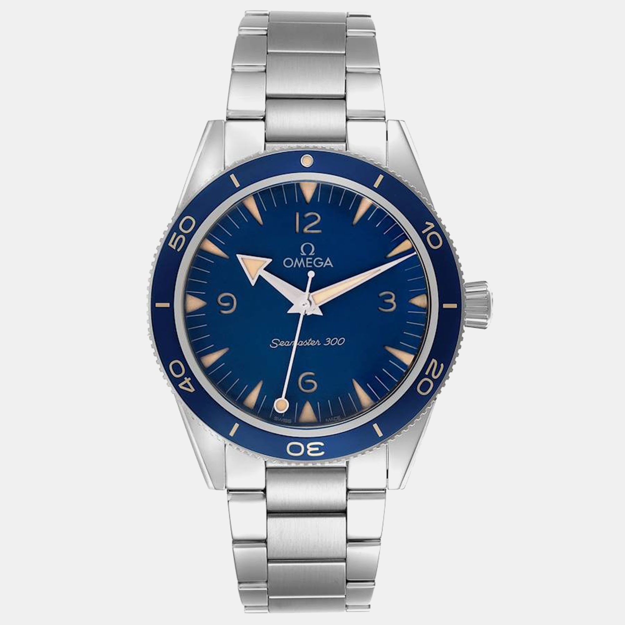 

Omega Blue Stainless Steel Seamaster Automatic Men's Wristwatch 41 mm