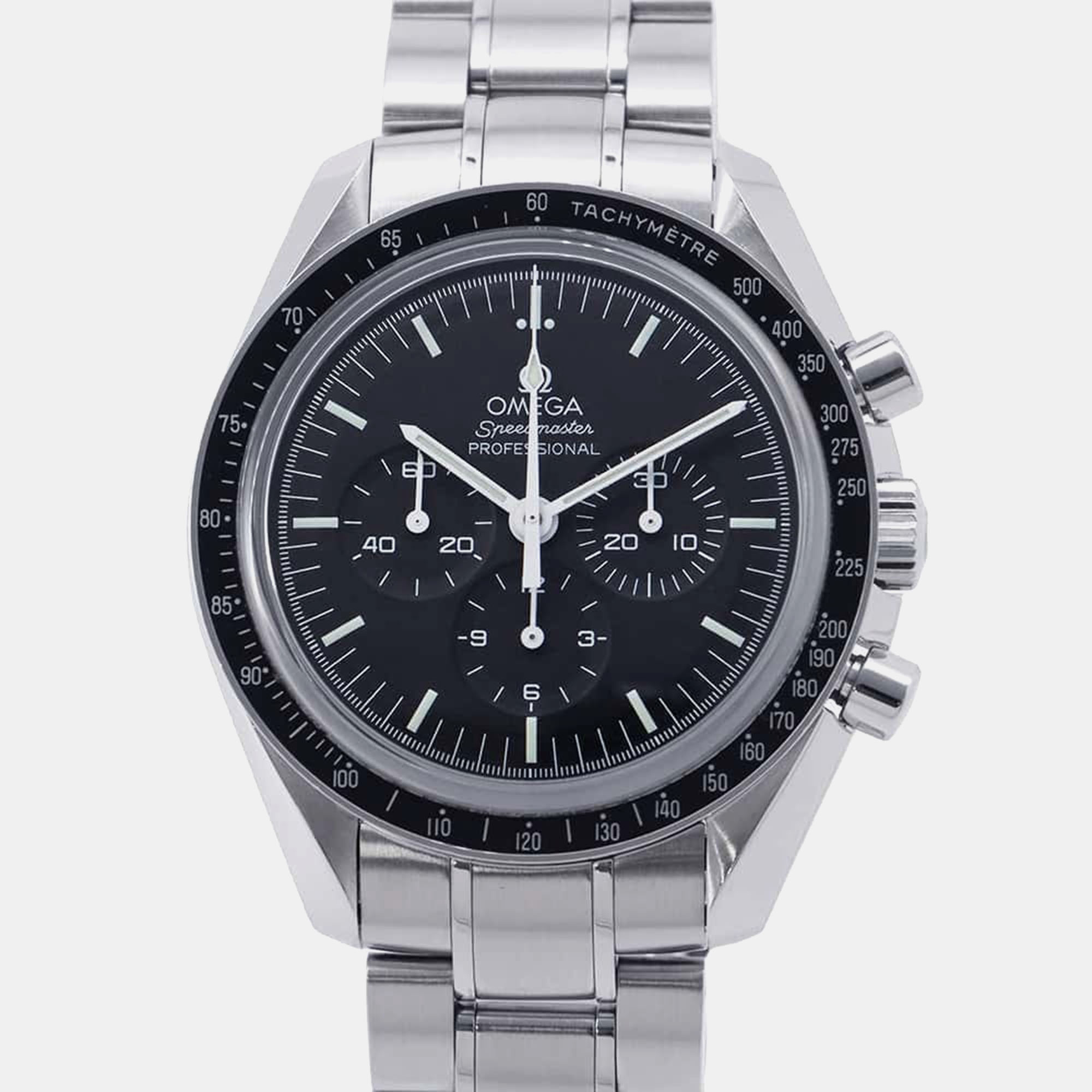 

Omega Black Stainless Steel Speedmaster Professional 311.30.42.30.01.006 Manual Winding Men's Wristwatch 42 mm