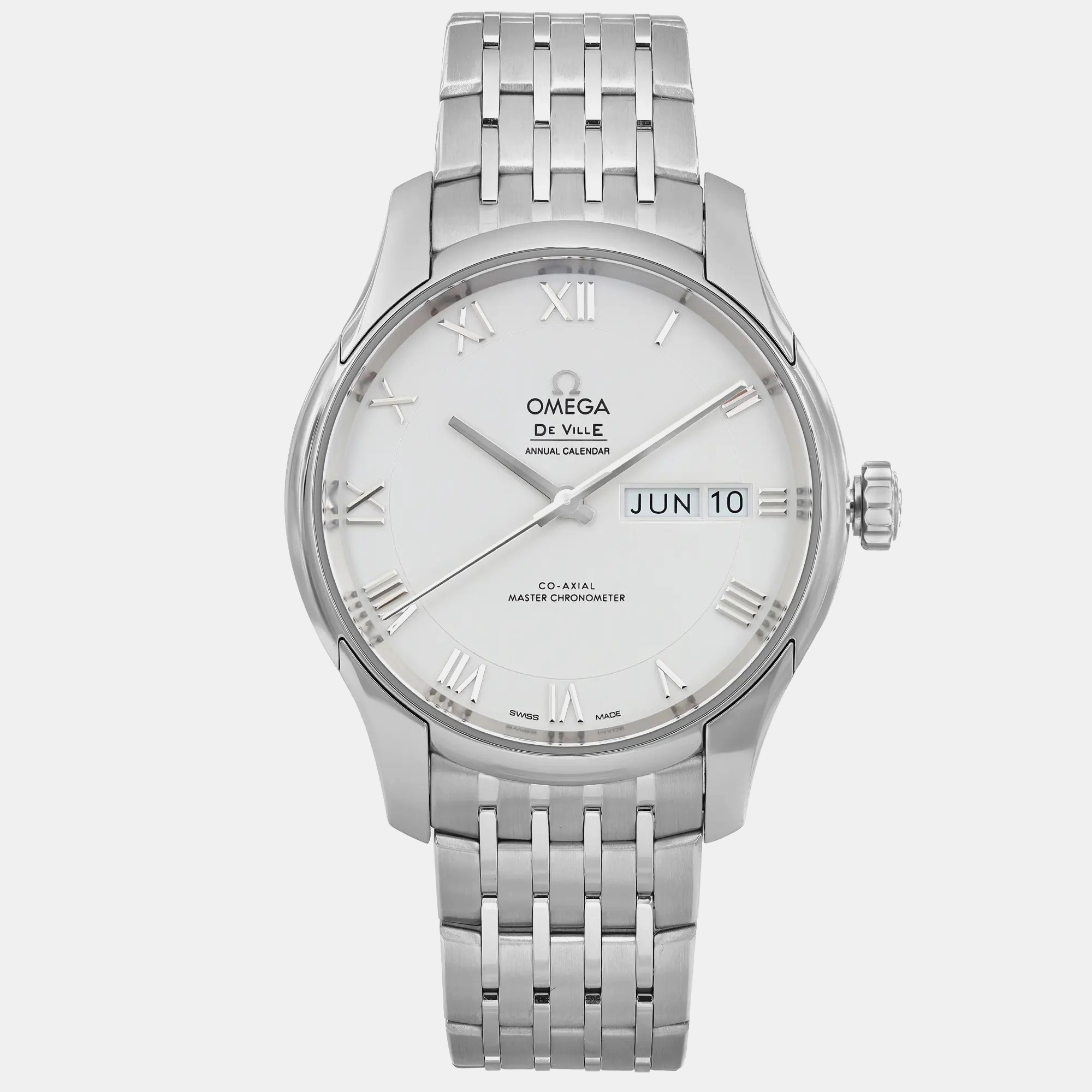 

Omega White Stainless Steel De Ville Hour Vision 433.10.41.22.02.001 Automatic Men's Wristwatch