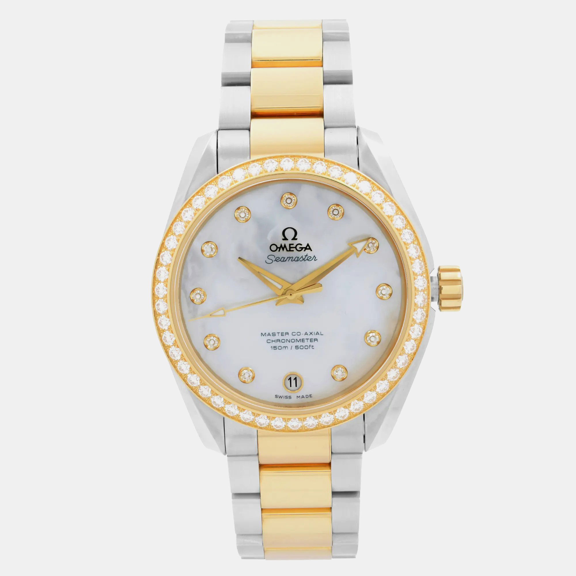 

Omega White 18K Gold Stainless Steel Seamaster Aqua Terra 231.25.39.21.55.002 Automatic Women's Wristwatch