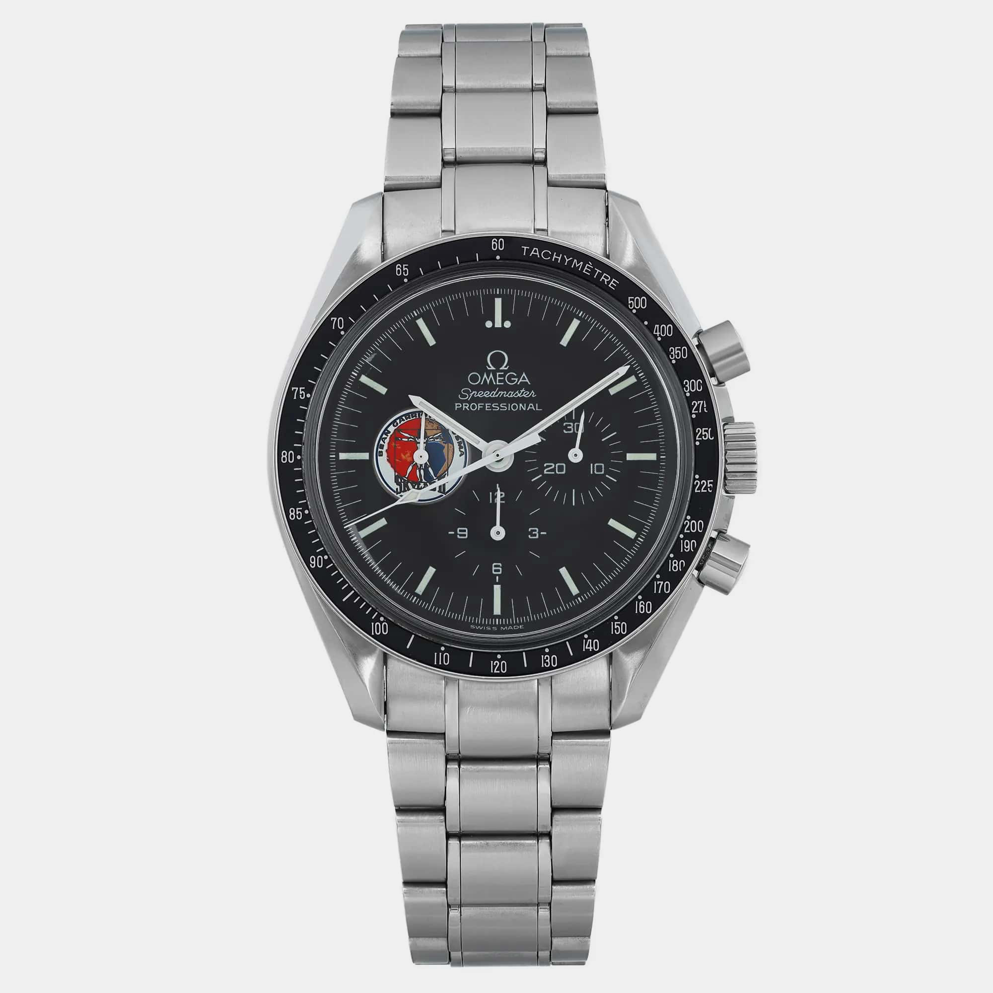 

Omega Black Stainless Steel Speedmaster Professional 3597.22 Manual Winding Men's Wristwatch 42 mm