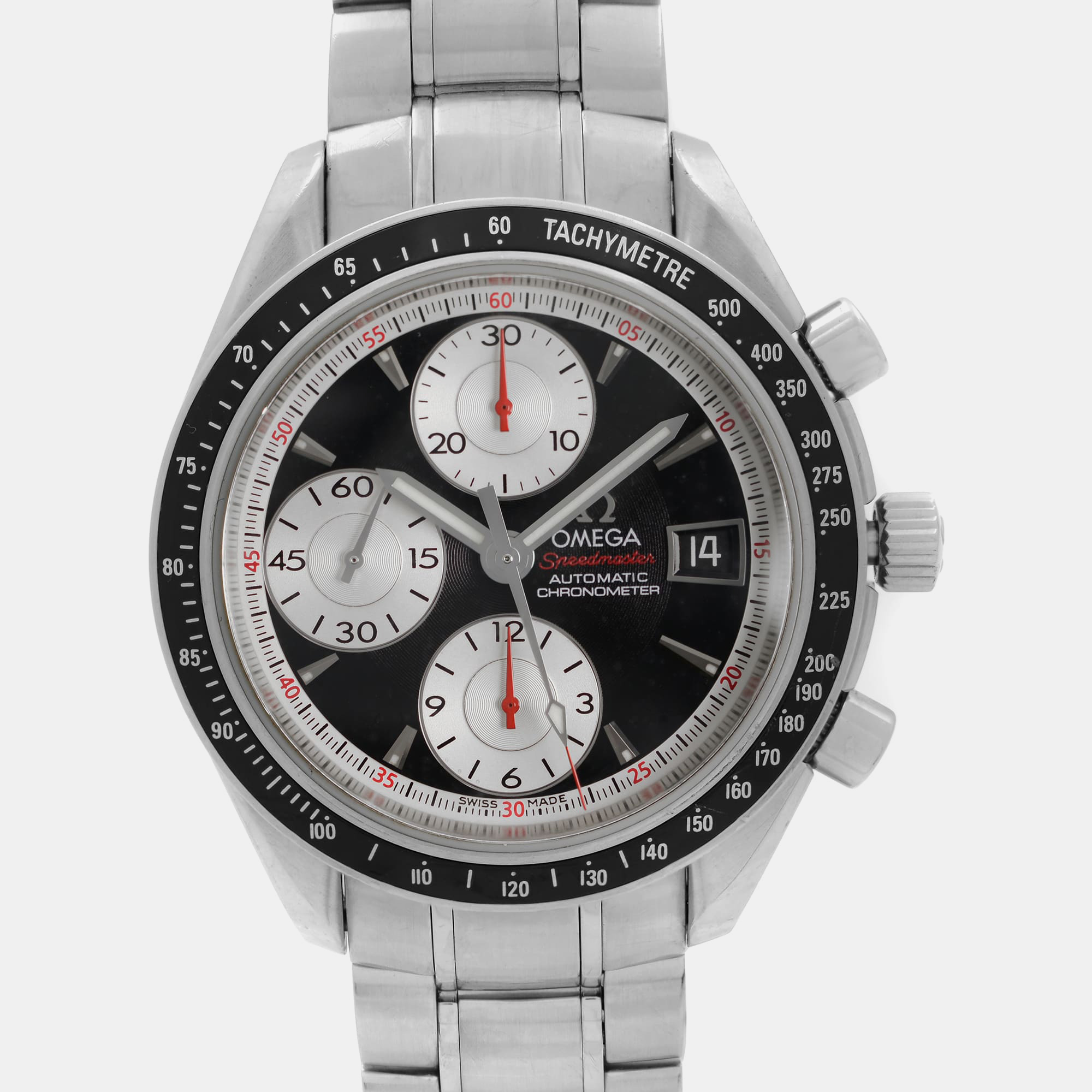 Omega Black Stainless Steel Speedmaster 3210.51.00 Automatic Men`s Wristwatch 40 mm 