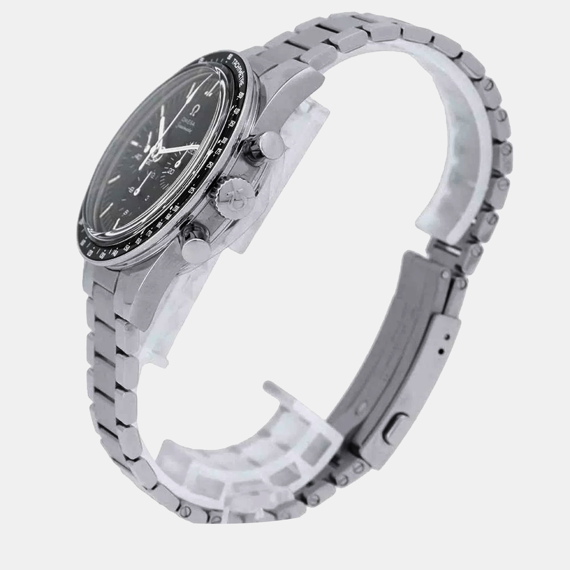 Omega Black Stainless Steel Speedmaster Moonwatch Manual Winding Men`s Wristwatch 40 mm 