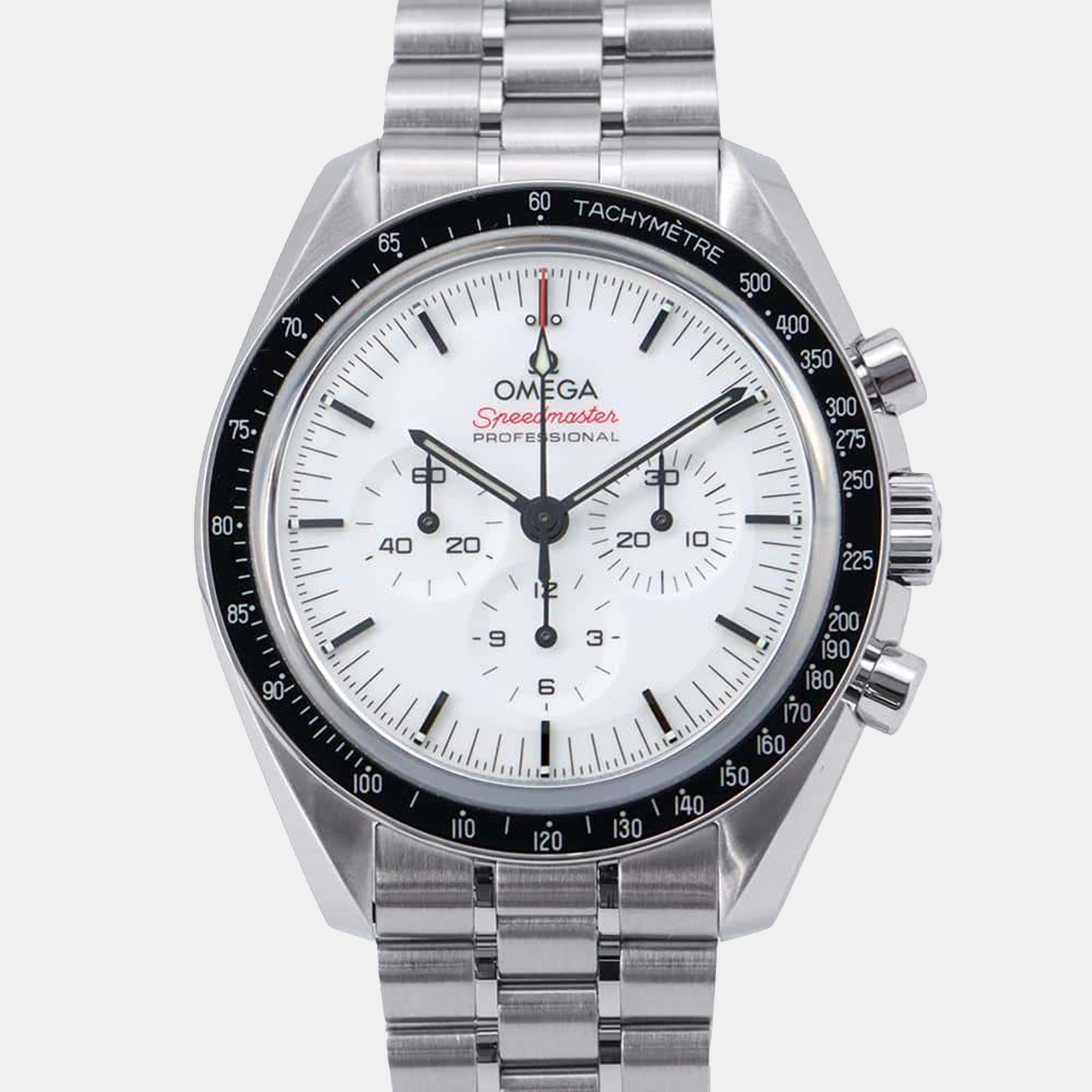 

Omega White Stainless Steel Speedmaster Professional Moonwatch Manual Winding Men's Wristwatch