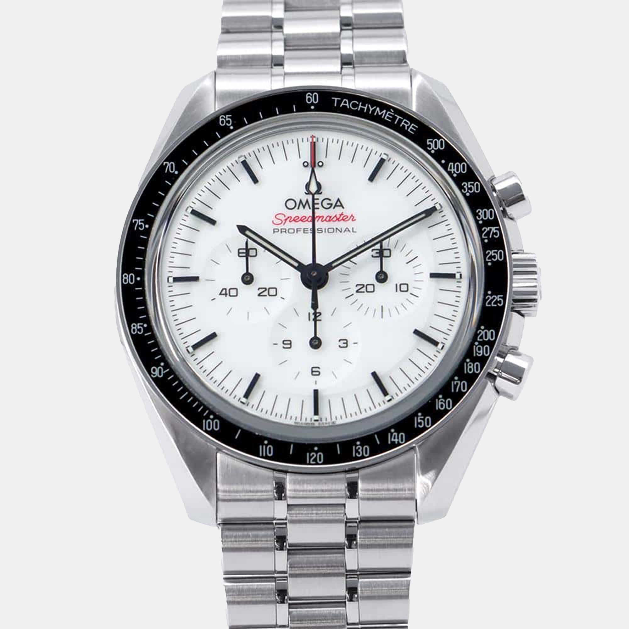 

Omega White Stainless Steel Speedmaster Professional Moonwatch 310.30.42.50.04.001 Manual Winding Men's Wristwatch