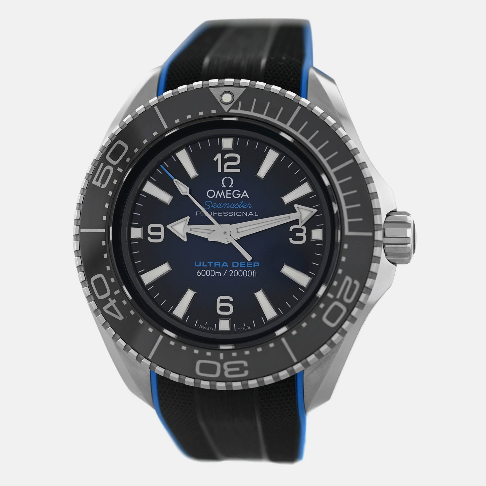Pre-owned Omega Seamaster 6000m Ultra Deep 215.32.46.21.03.001 Chronometer Men's Watch 46 Mm In Black