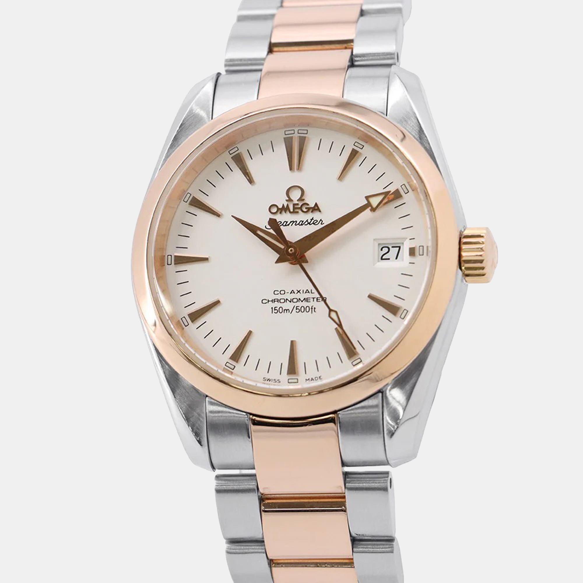 

Omega Seamaster Aqua Terra 2304.30 Automatic White 18k Rose Gold Stainless Steel Men's Wristwatch 36 mm
