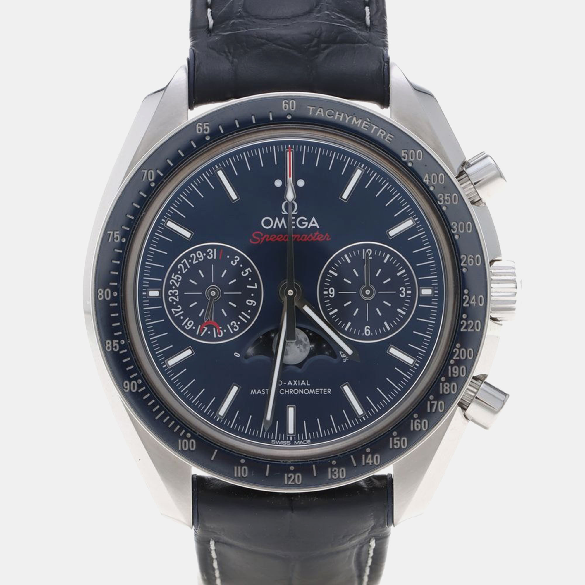 

Omega Speedmaster Moonphase 304.33.44 Automatic Stainless Steel Men's Wristwatch 44 mm, Navy blue