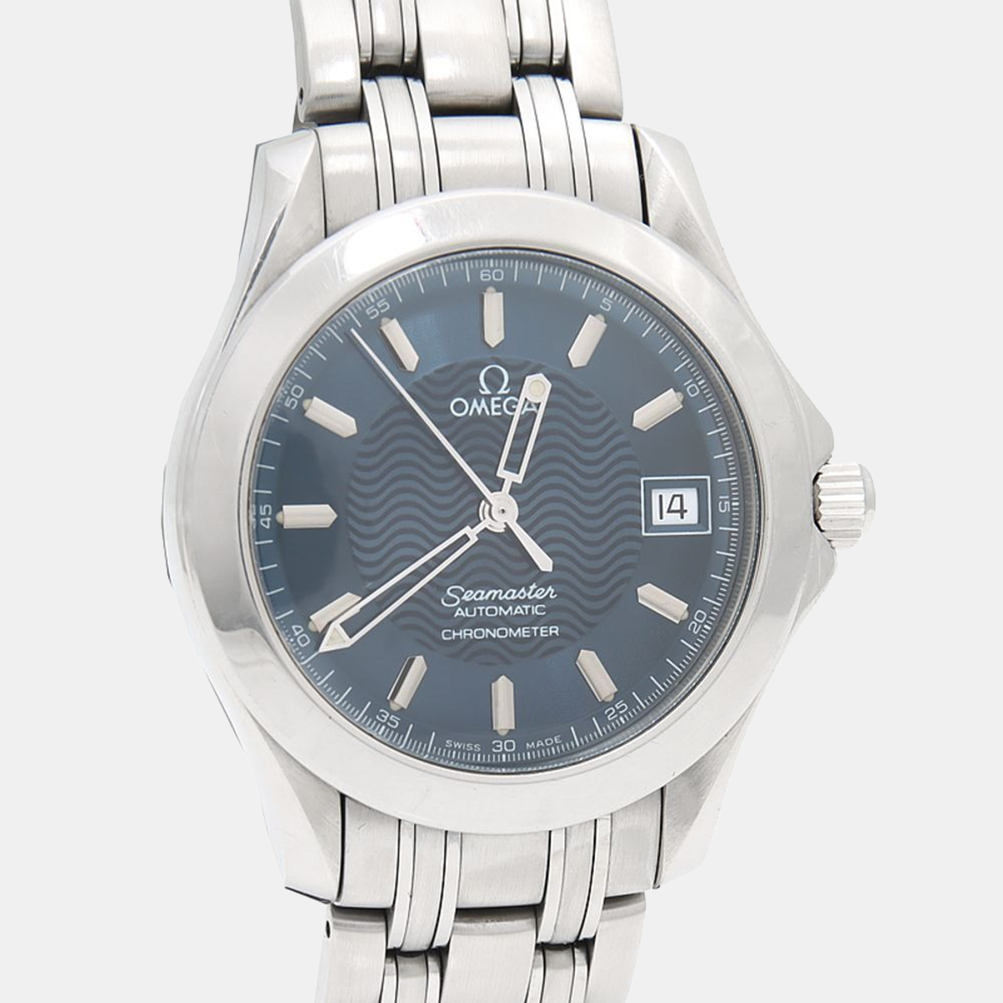 Pre-owned Omega Seamaster Automatic Stainless Stainless Steel Mens Wristwatch 35.5 Mm In Blue