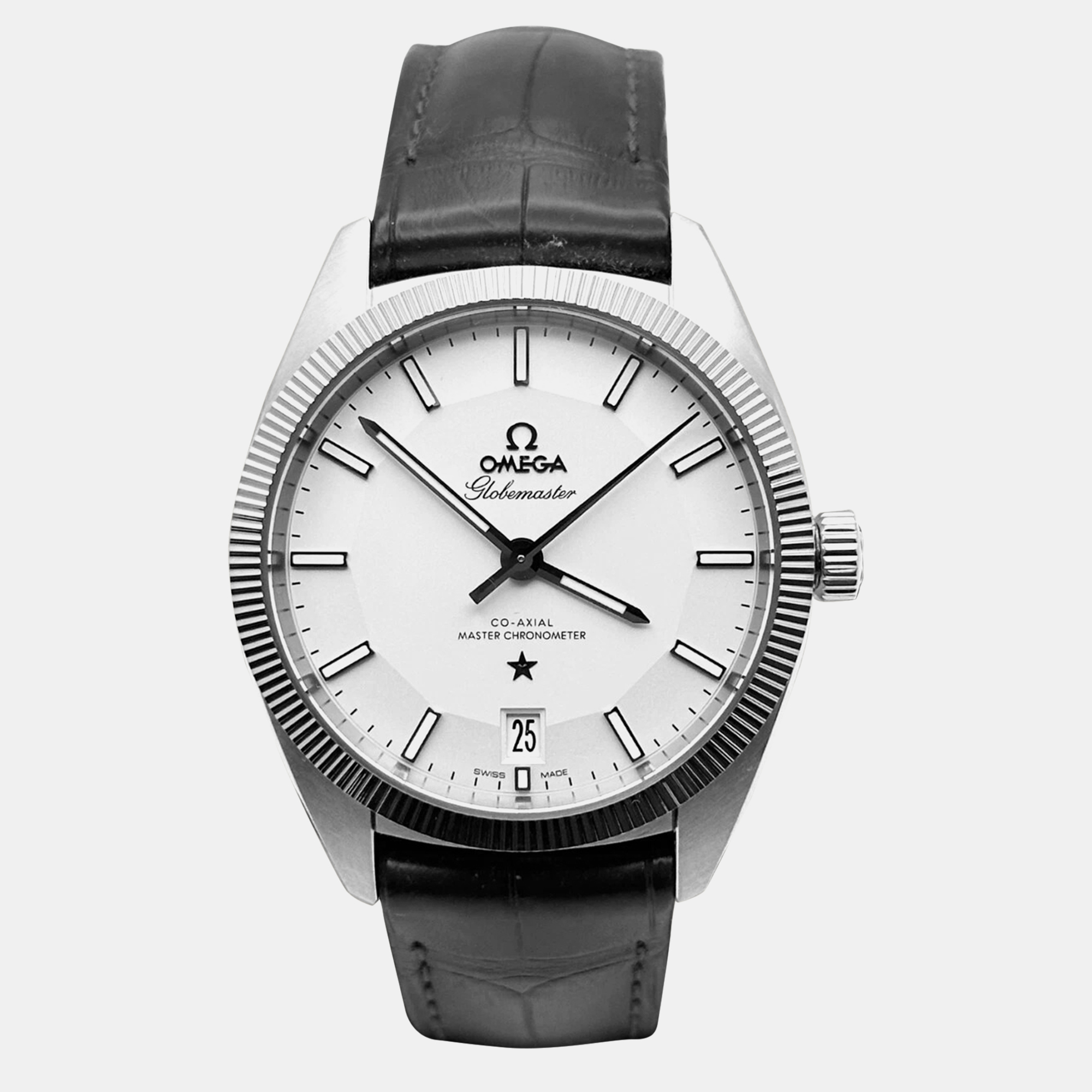 Pre-owned Omega Constellation Globemaster 130.33.39.21.02.001 Automatic Stainless Steel Men's Wristwatch 39 Mm In White
