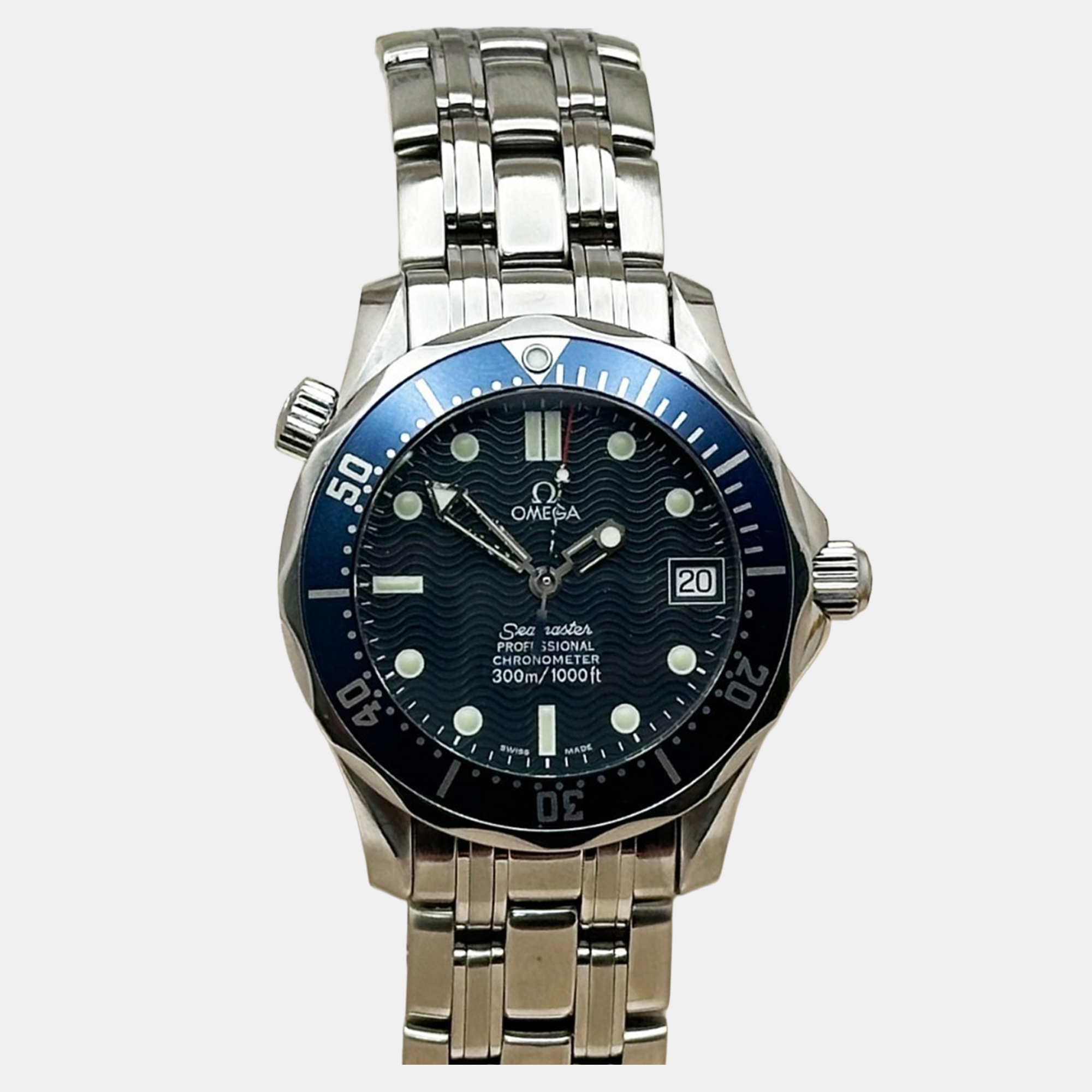 Pre-owned Omega Seamaster 2551.80 Automatic Stainless Steel Men's Wristwatch 36 Mm In Blue