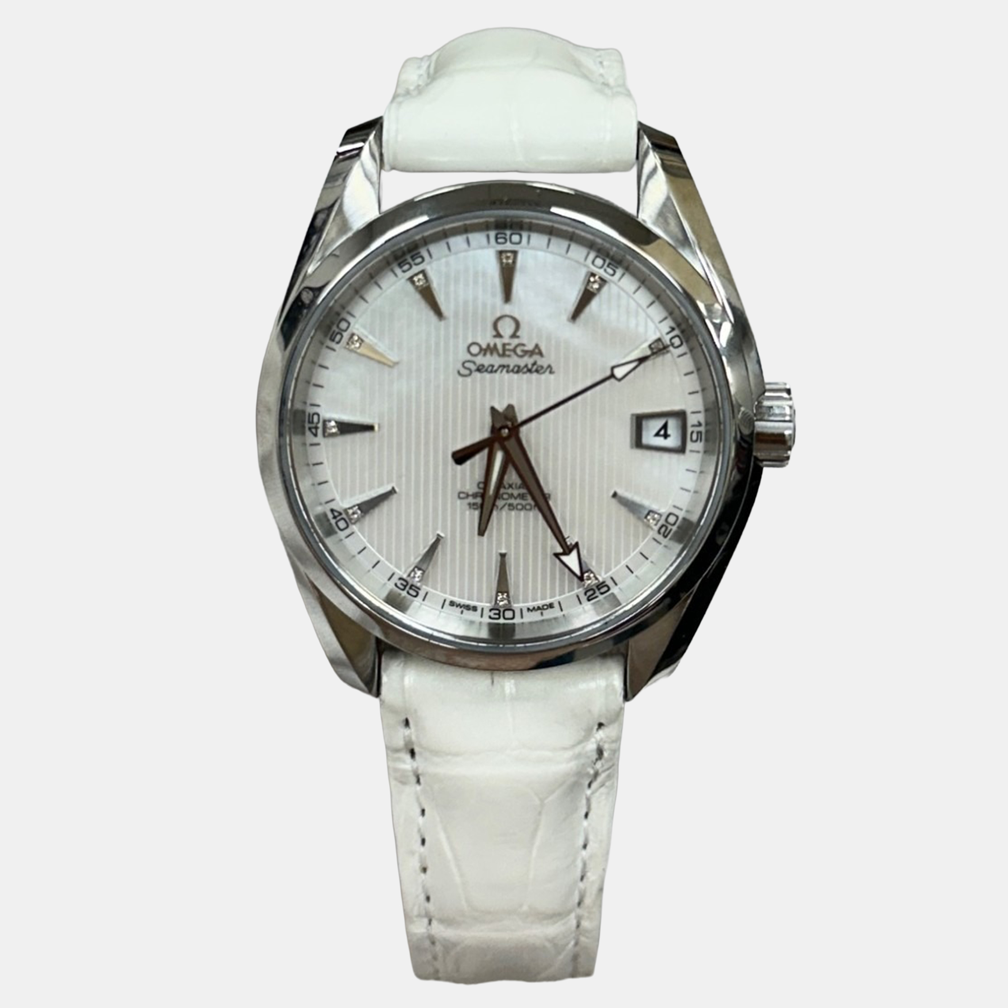 

Omega Seamaster Aqua Terra 231.13.39.21.55.001 Automatic MOP Diamond Stainless Steel Men's Wristwatch 38.5 mm, White