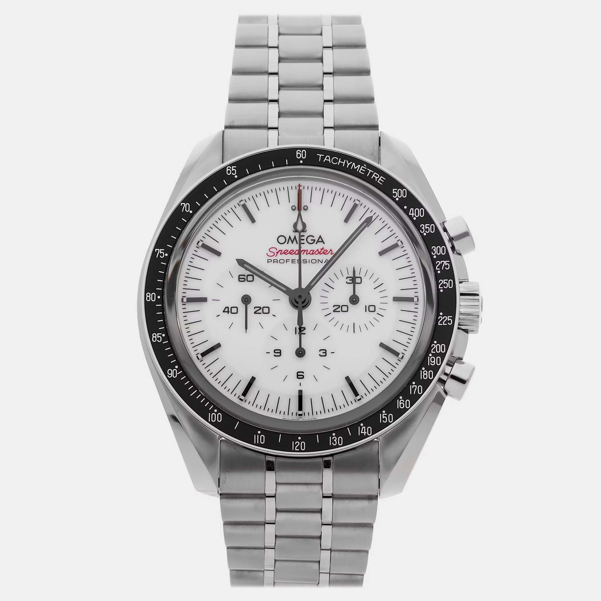 Pre-owned Omega Speedmaster Moonwatch Professional 310.30.42.50.04.001 42 Mm In White