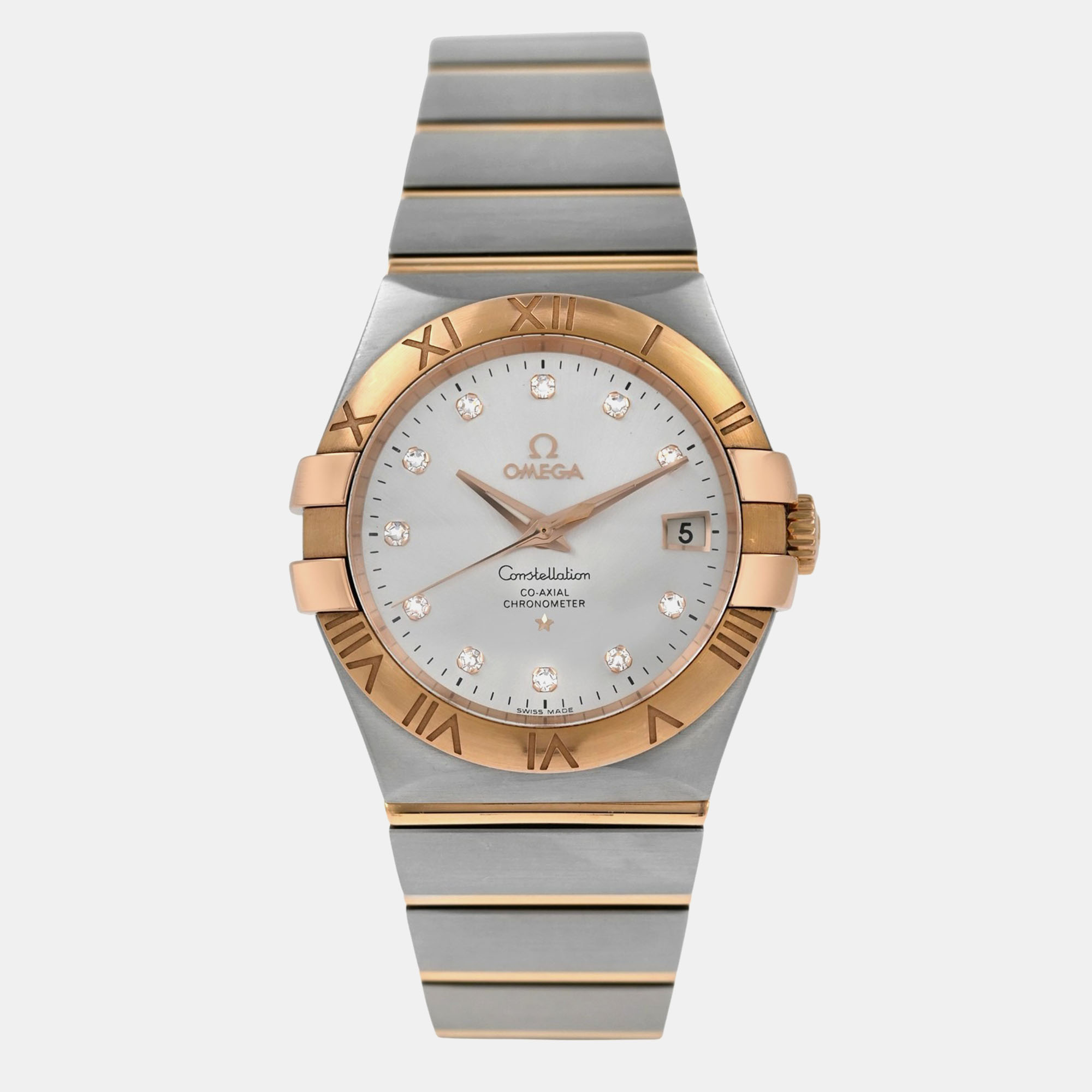 

Omega Constellation 123.20.35.20.52.002 Automatic Silver diamonds 18k yellow gold stainless steel Men's Wristwatch 35 mm