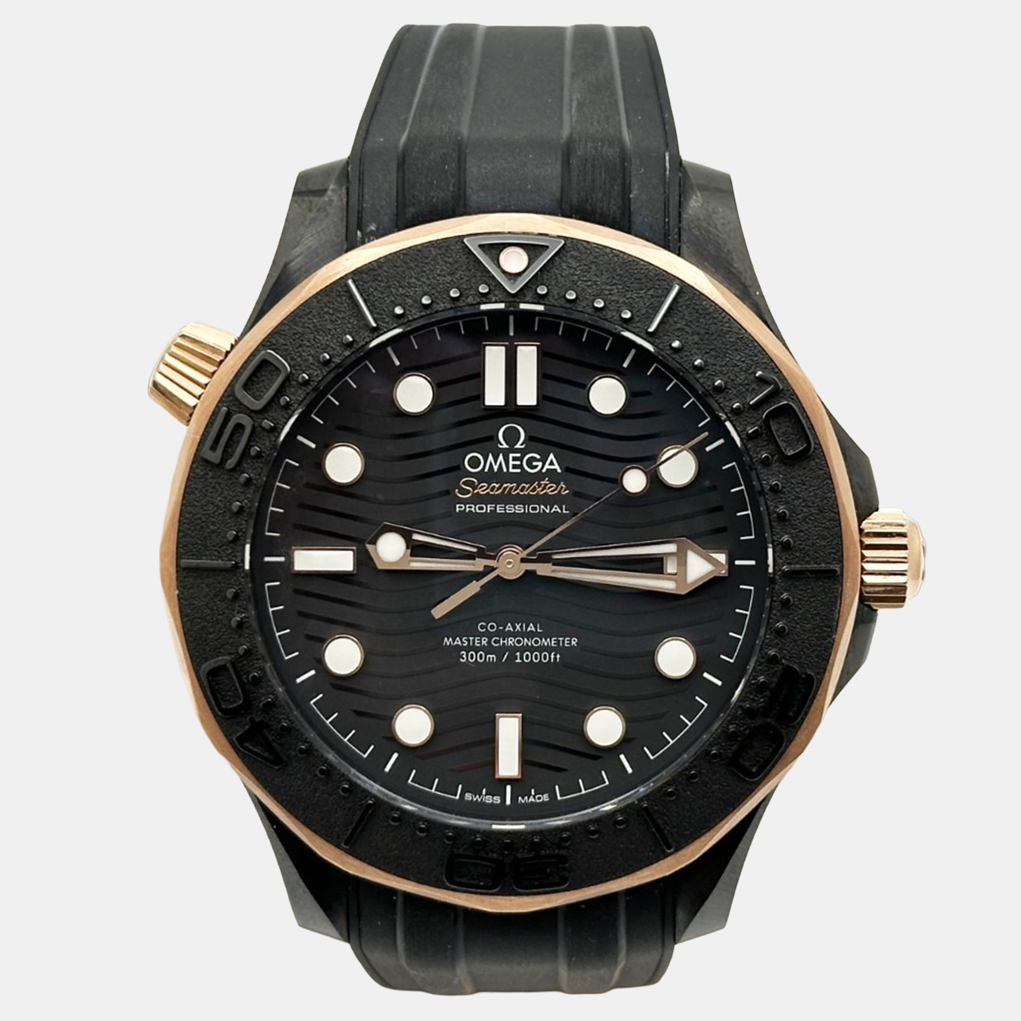 

Omega Seamaster Diver 300M 210.62.44.20.01.001 Automatic Black Dial Ceramic 18K Rose Gold Men's Wristwatch 44 mm