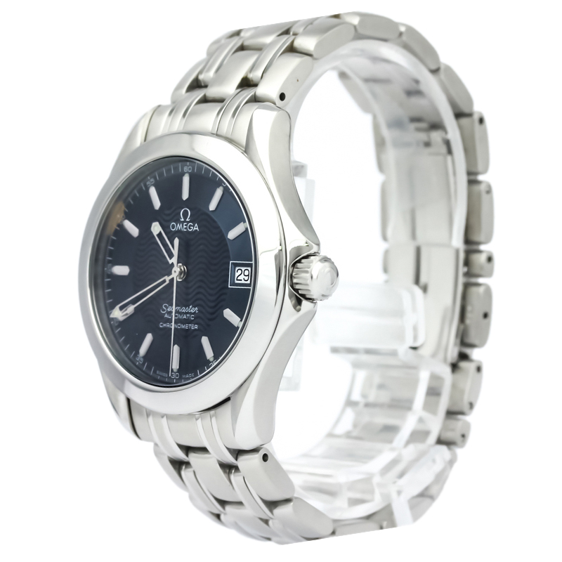 Omega Blue Stainless Steel Seamaster Men's Wristwatch 36MM