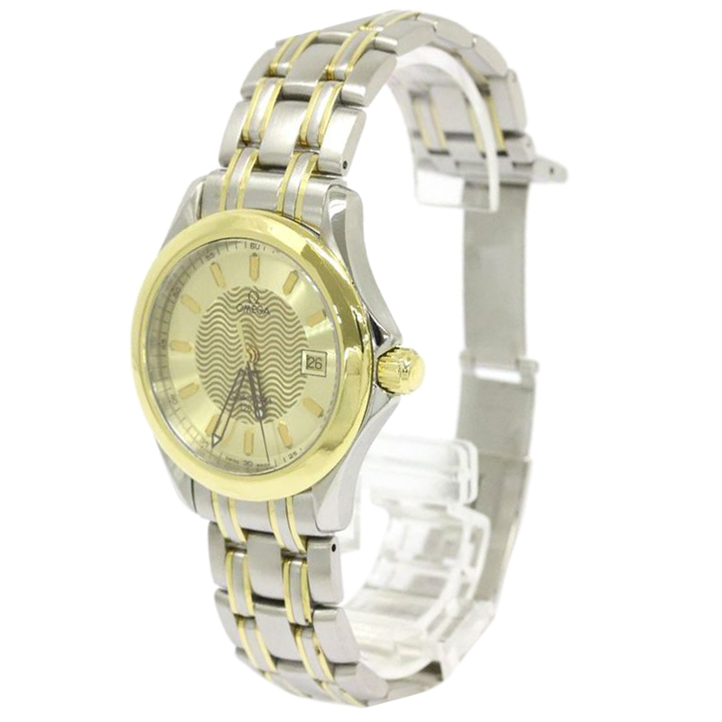 Omega Champagne 18K Yellow Gold and Stainless Steel Seamaster Men's Wristwatch 36MM