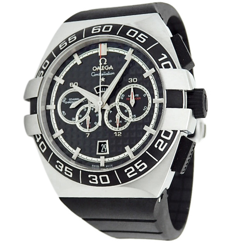 Omega Black Stainless Steel Constellation Double Eagle Men's Wristwatch 44MM
