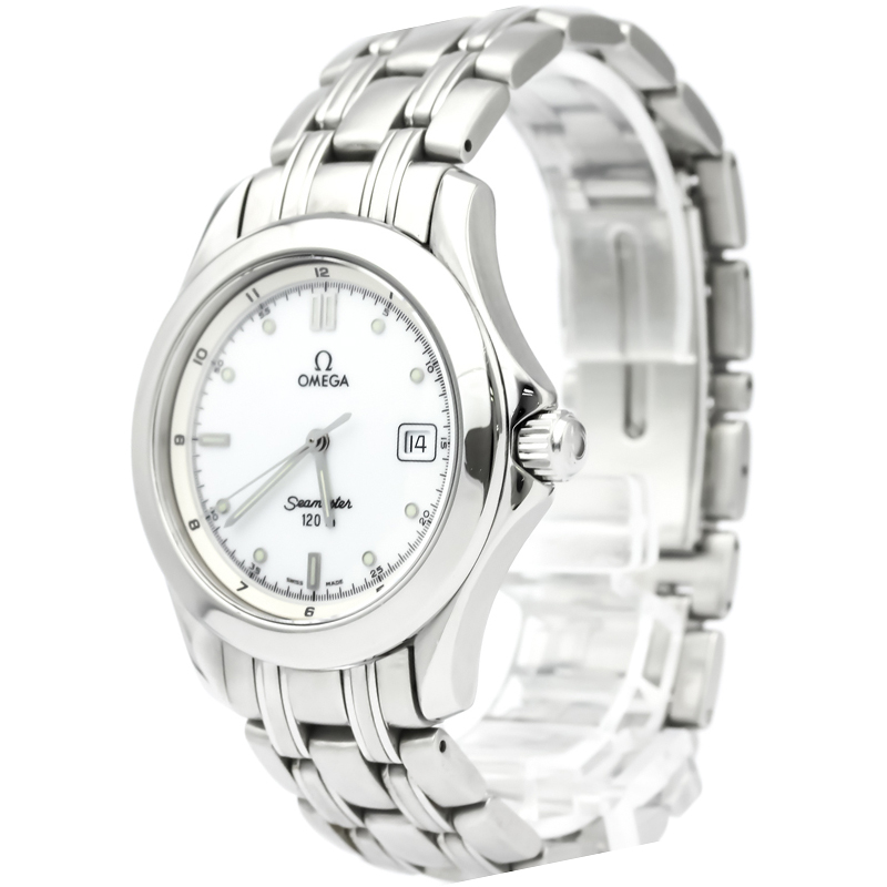 Omega White Stainless Steel Seamaster Men's Wristwatch 36MM